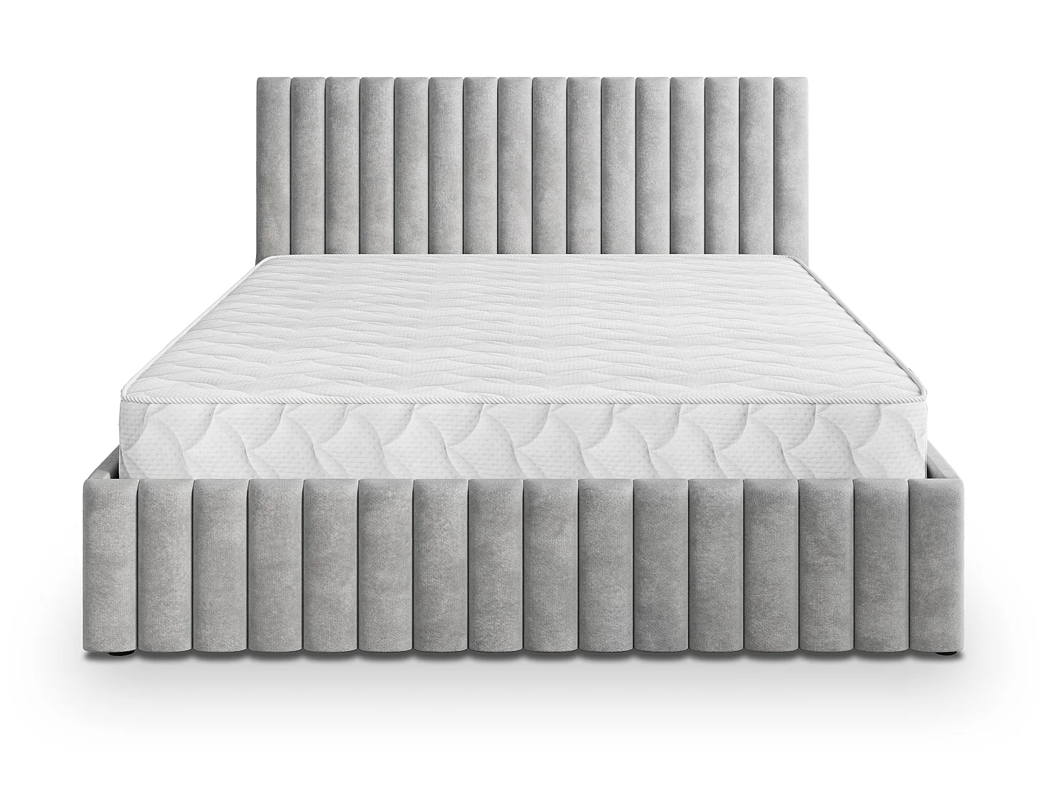 Gestoffeerd bed CARMIA 180x200 cm - Pluche stof - Lichtgrijs