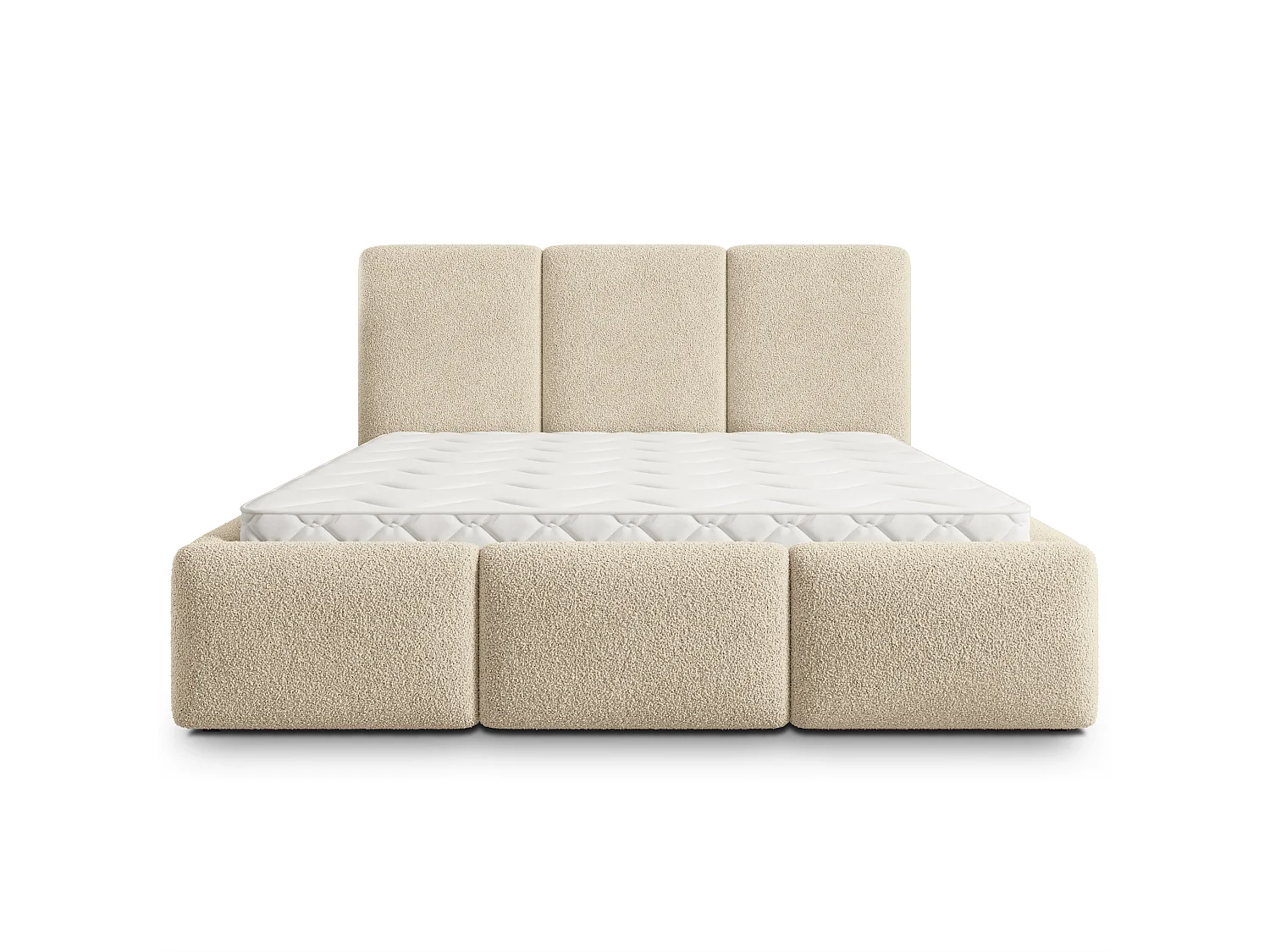 Gestoffeerd bed ARSIL 180x200 cm - Bouclé stof - Crème