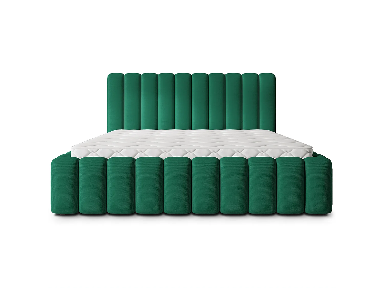 Gestoffeerd bed TEBA 160x200 cm - Pluche stof - Flessengroen