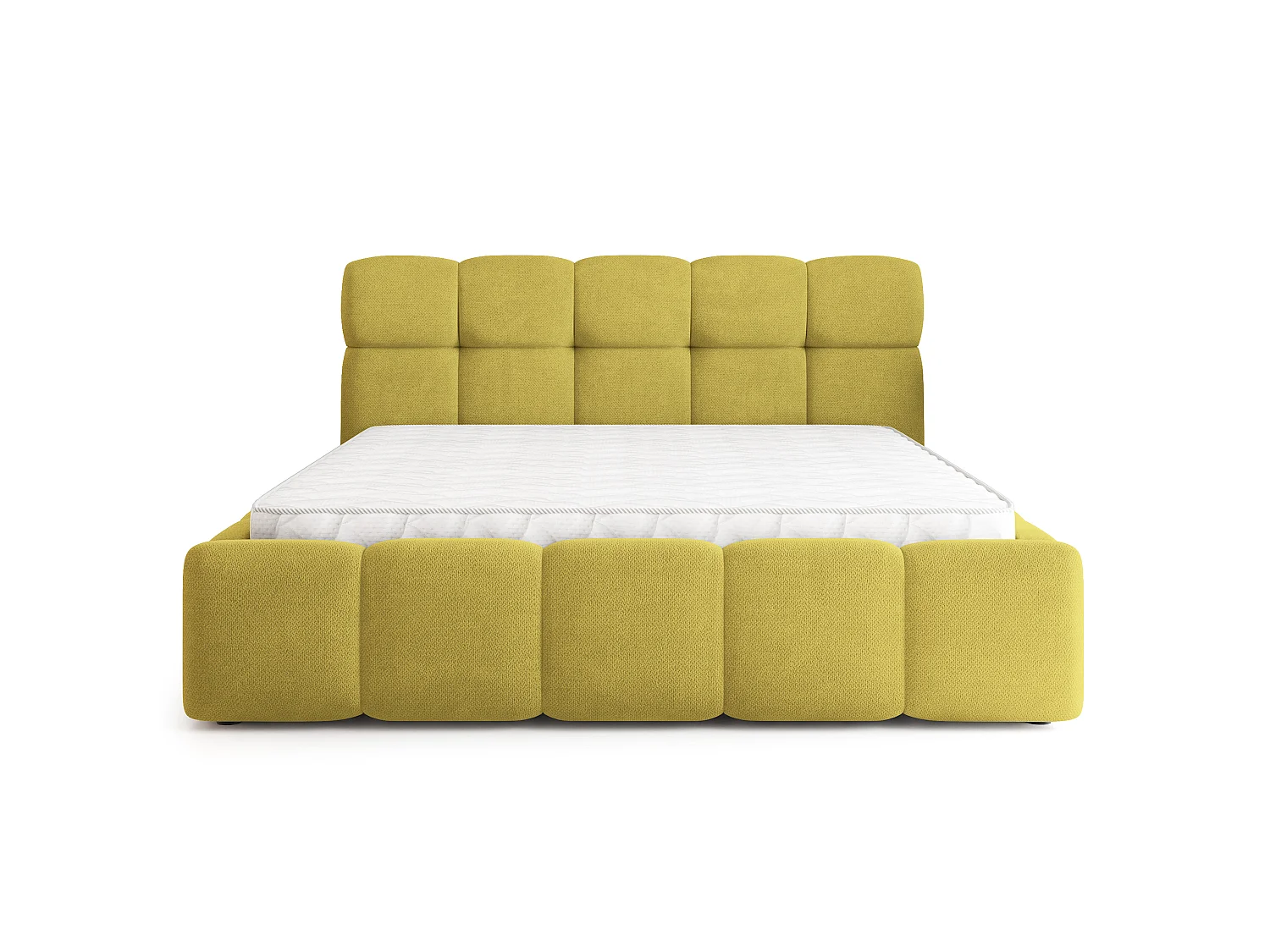 Lit Coffre FARU 160x200 cm - Tissu tissé - Jaune