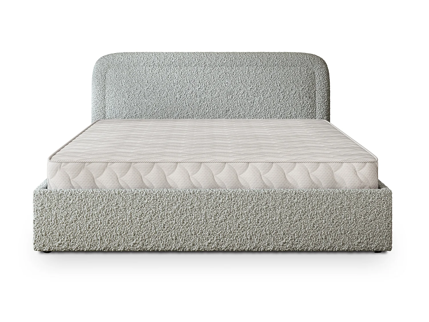 Gestoffeerd bed BENIRA 140x200 cm - Bouclé stof - Lichtgrijs