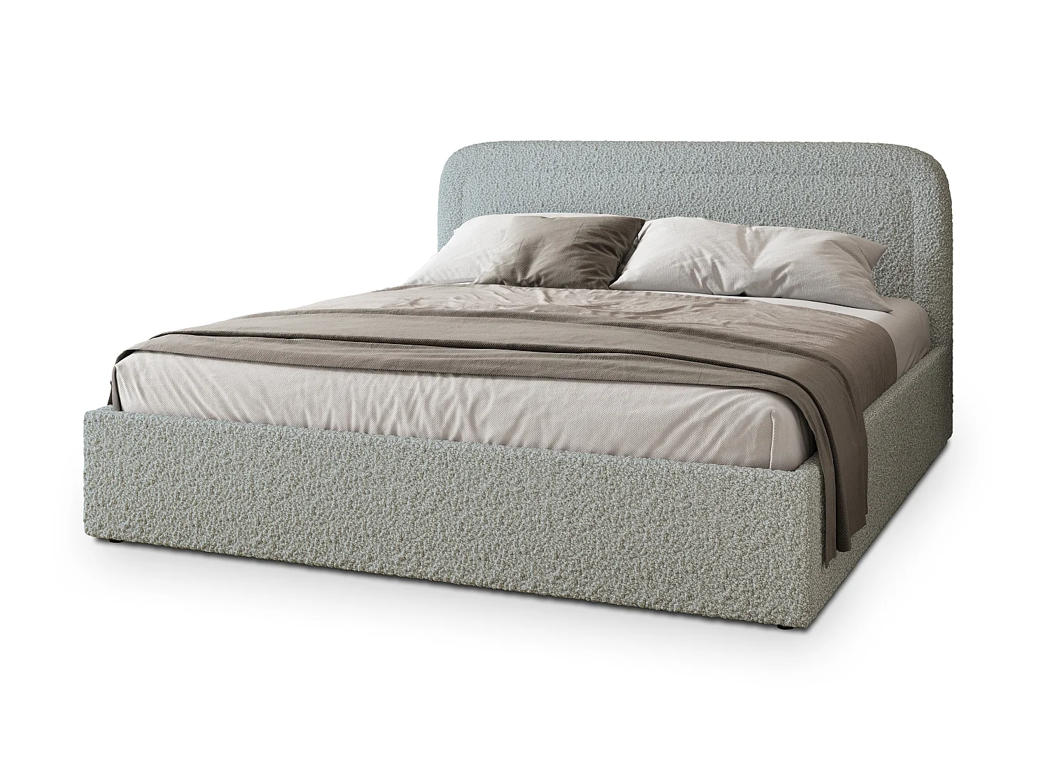 Gestoffeerd bed BENIRA 140x200 cm - Bouclé stof - Lichtgrijs