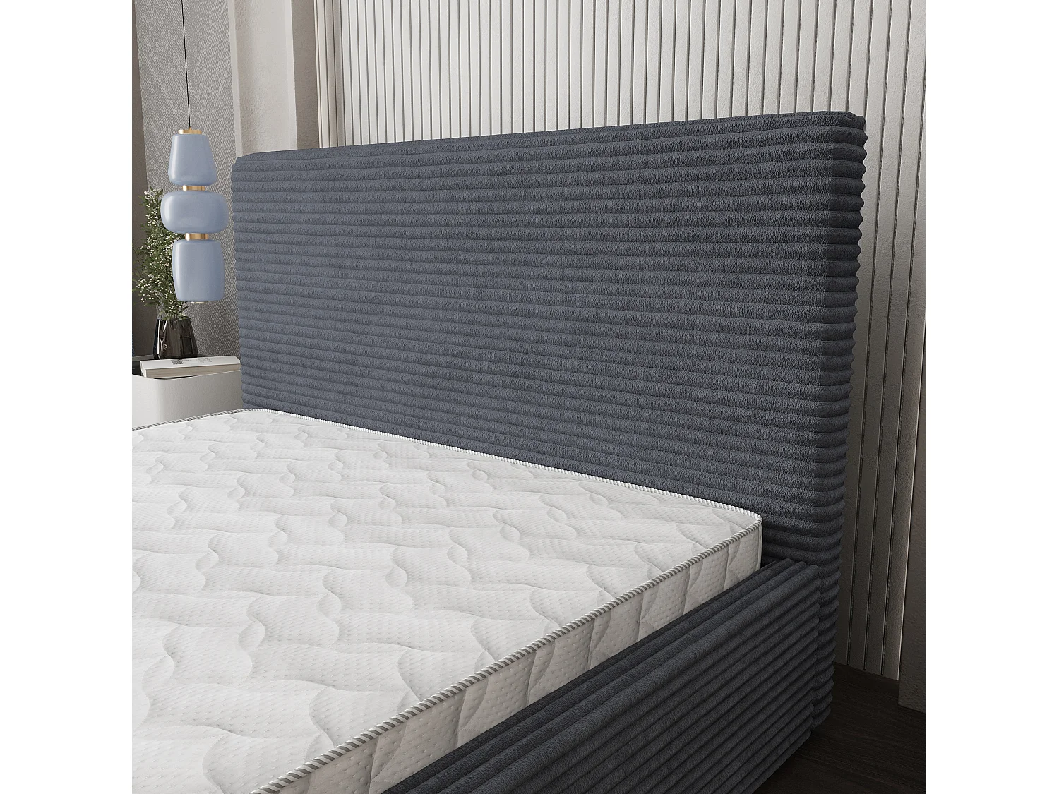 Gestoffeerd bed MIRETTI 180x200 cm - Corduroy stof - Antraciet
