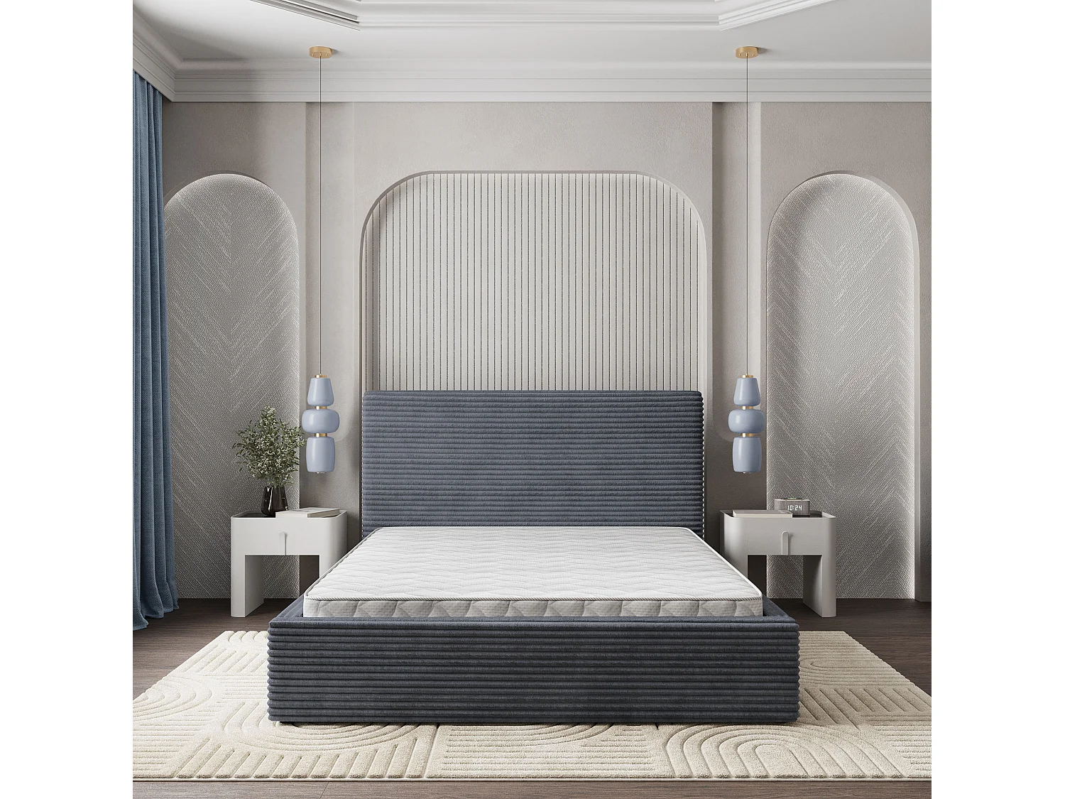 Gestoffeerd bed MIRETTI 180x200 cm - Corduroy stof - Antraciet