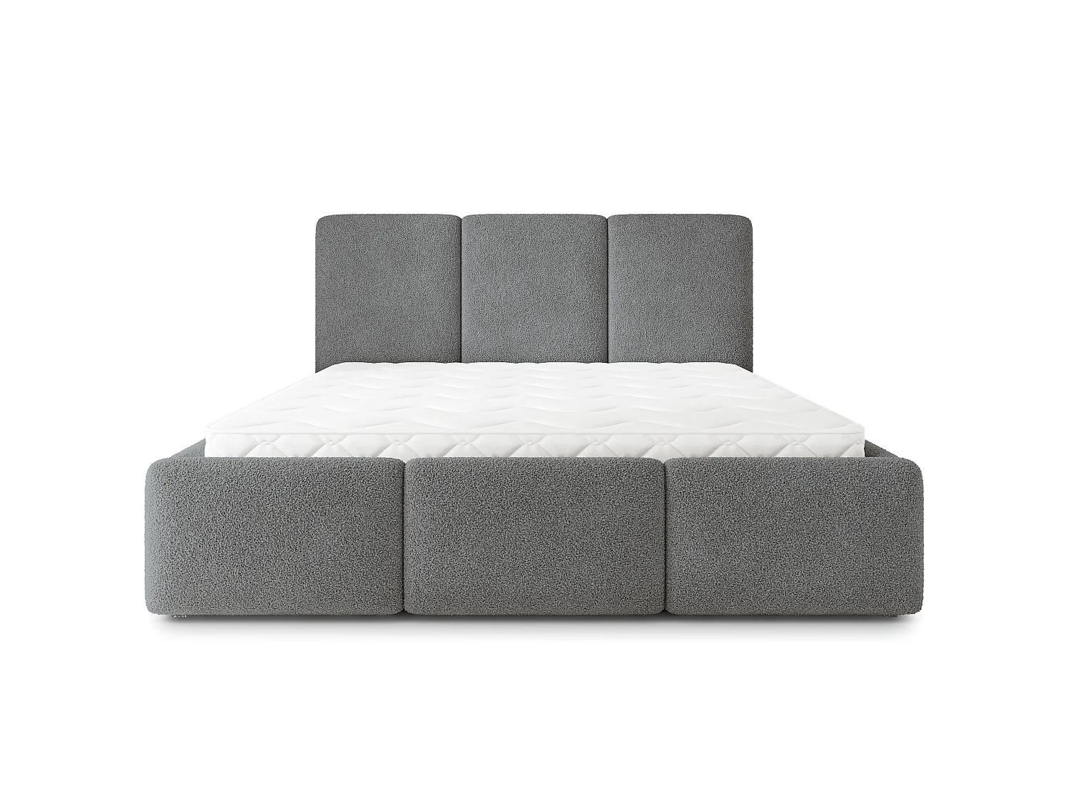 Gestoffeerd bed MORENA 180x200 cm - Bouclé stof - Grijs