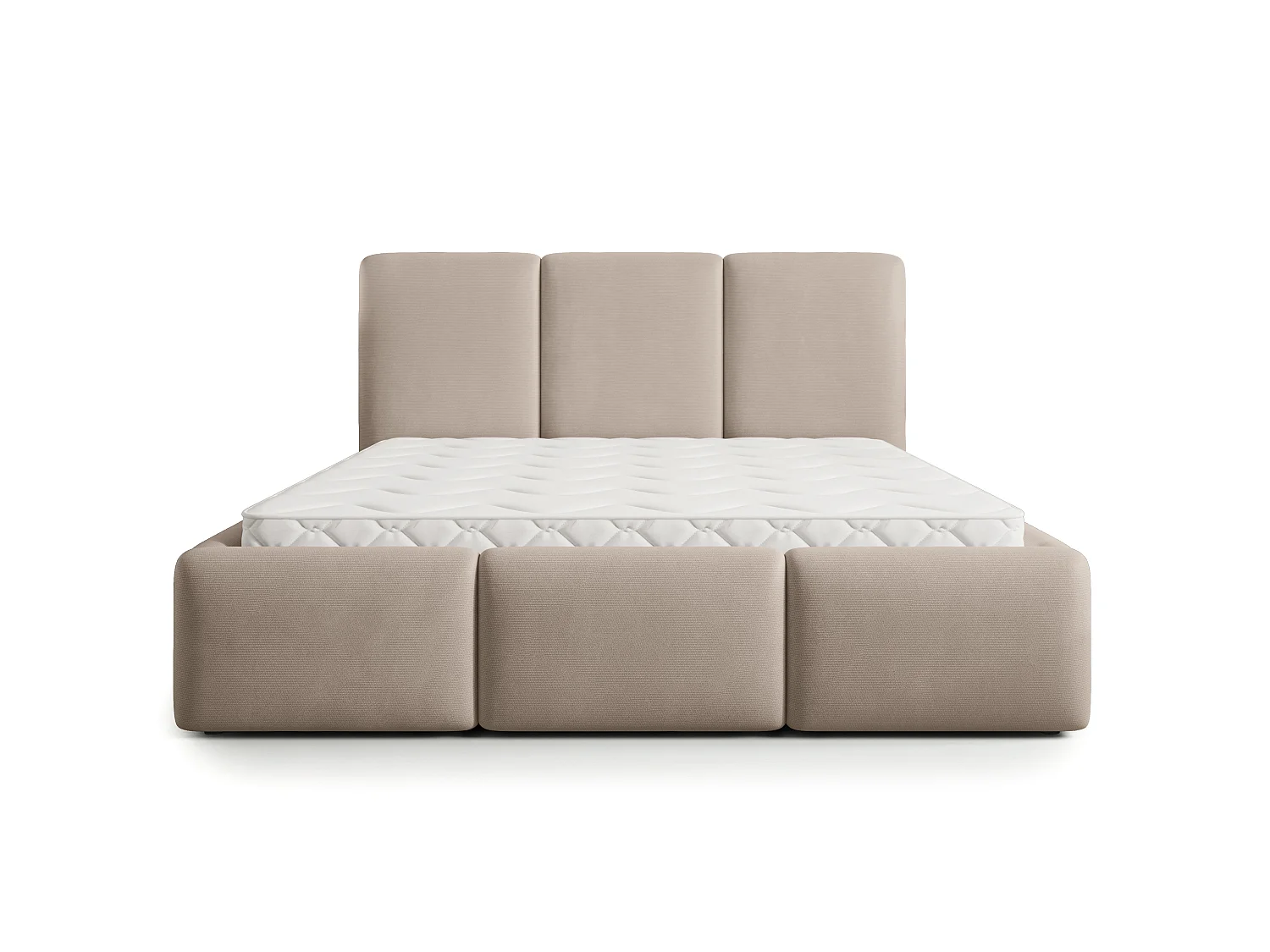Gestoffeerd bed ARSIL 180x200 cm - Pluche stof - Beige