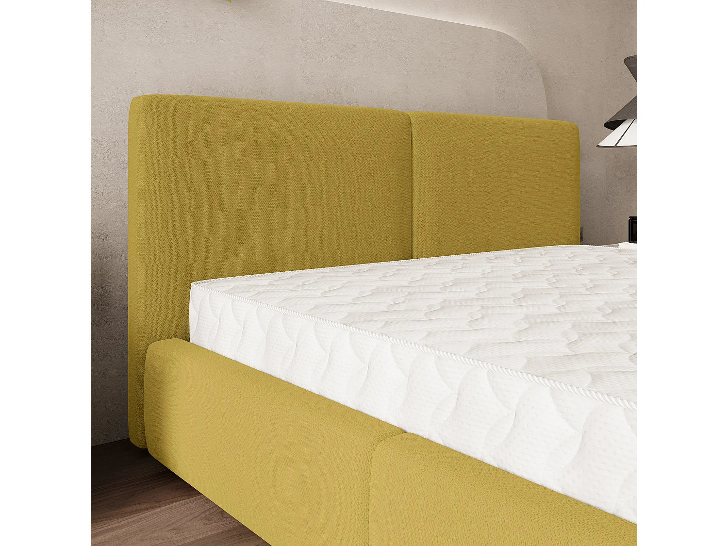 Lit Coffre FELURO 180x200 cm - Tissu tissé - Jaune