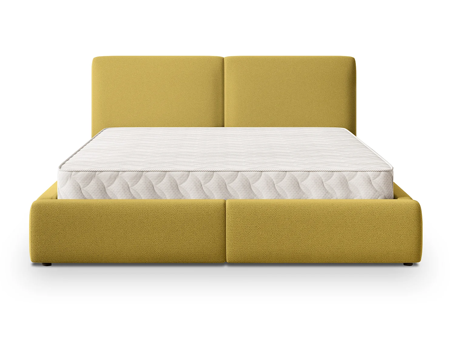 Lit Coffre FELURO 180x200 cm - Tissu tissé - Jaune