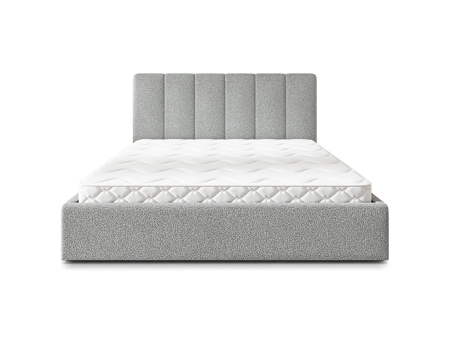 Gestoffeerd bed NEMIS 180x200 cm - Bouclé stof - Lichtgrijs