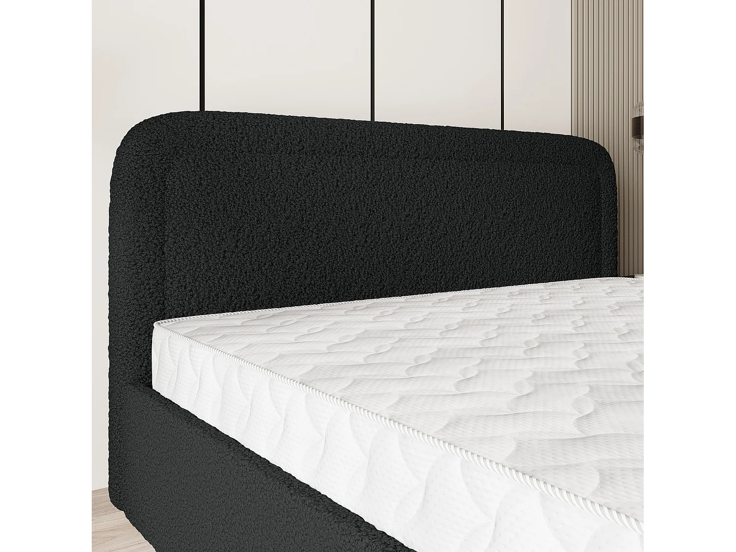 Gestoffeerd bed BENIRA 180x200 cm - Bouclé stof - Zwart