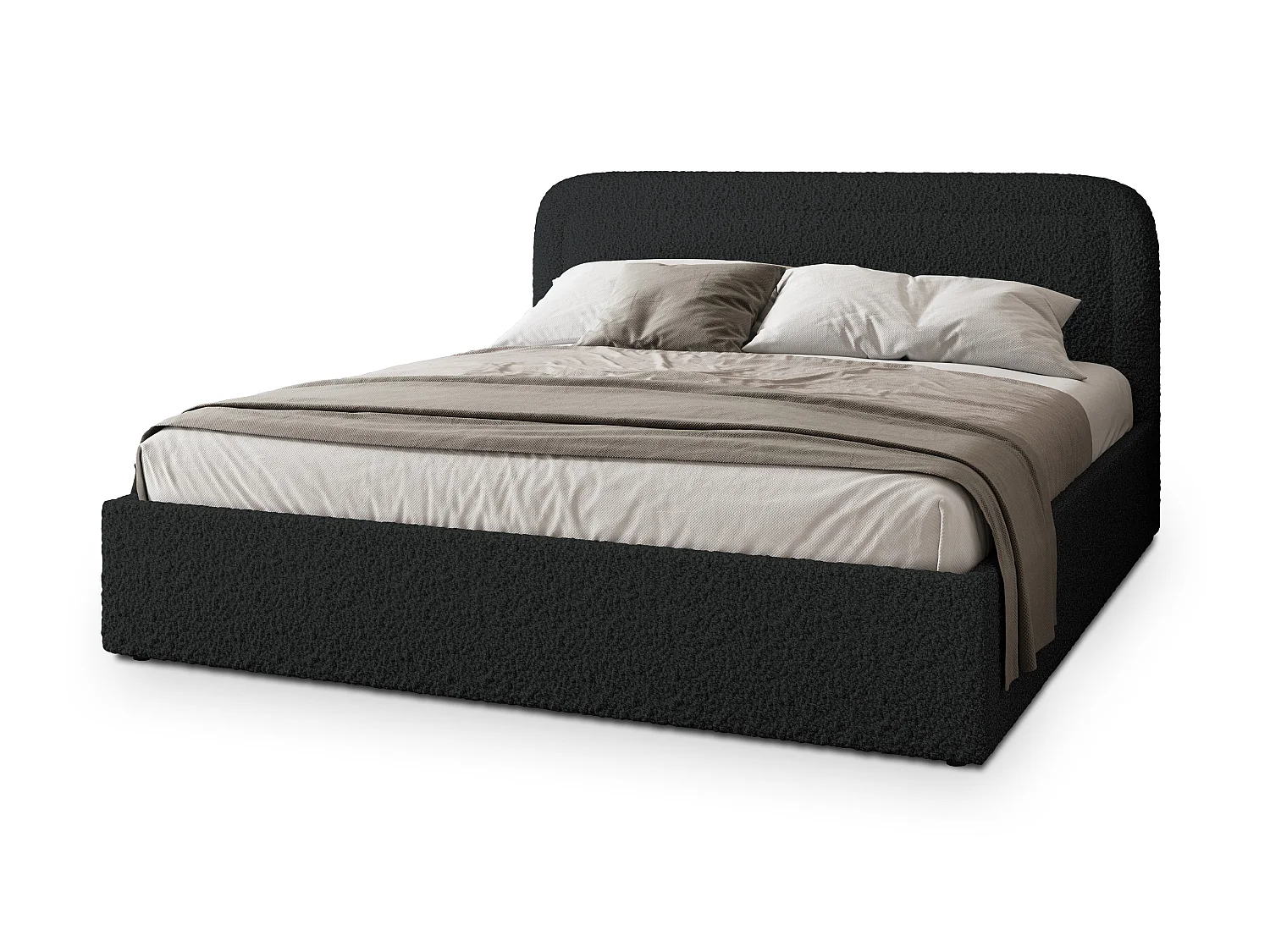 Gestoffeerd bed BENIRA 180x200 cm - Bouclé stof - Zwart