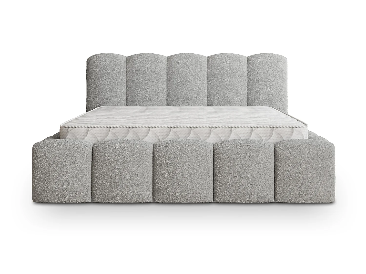 Gestoffeerd bed FALINA 180x200 cm - Bouclé stof - Lichtgrijs