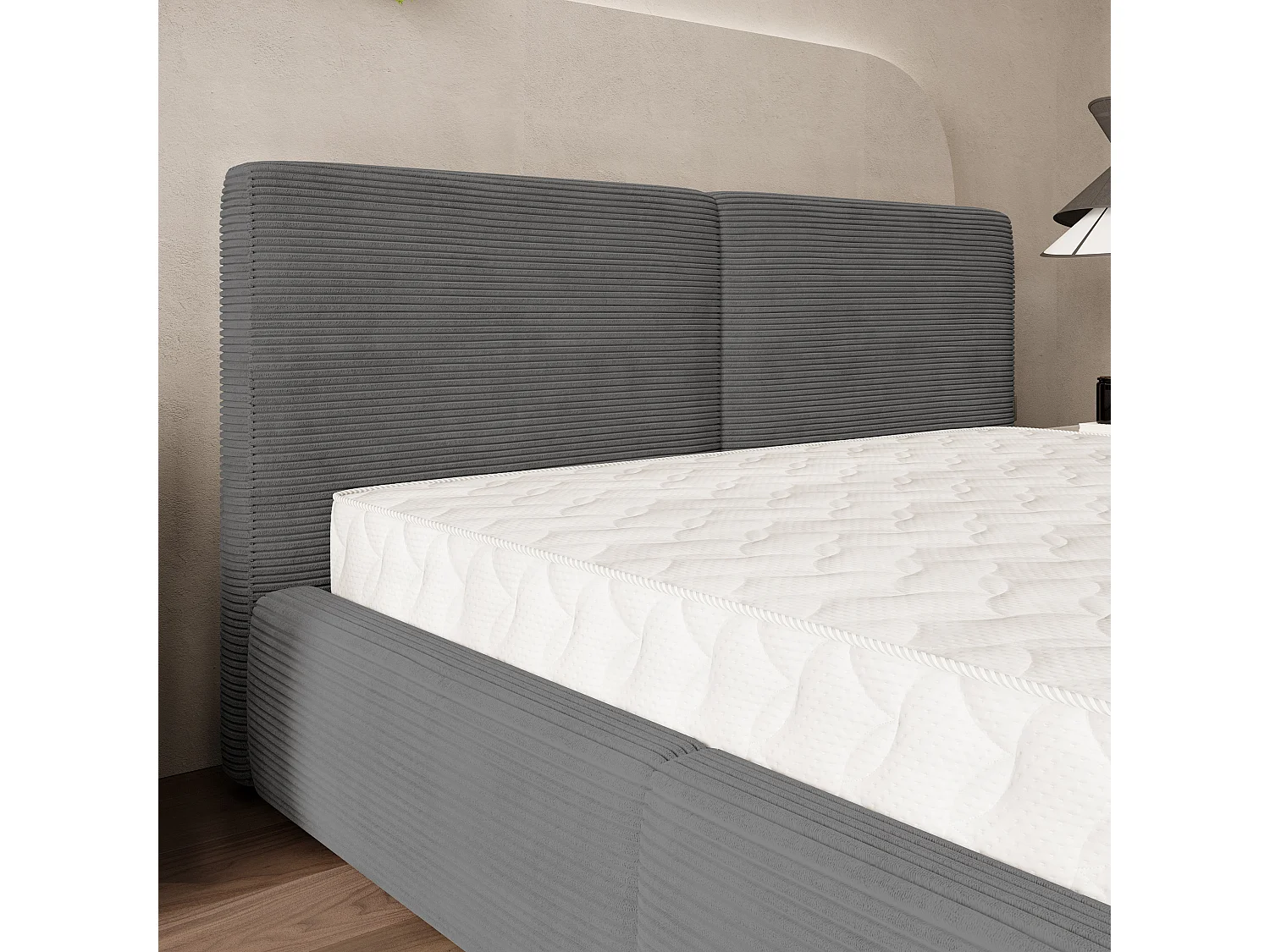Gestoffeerd bed FELURO 180x200 cm - Corduroy stof - Grijs