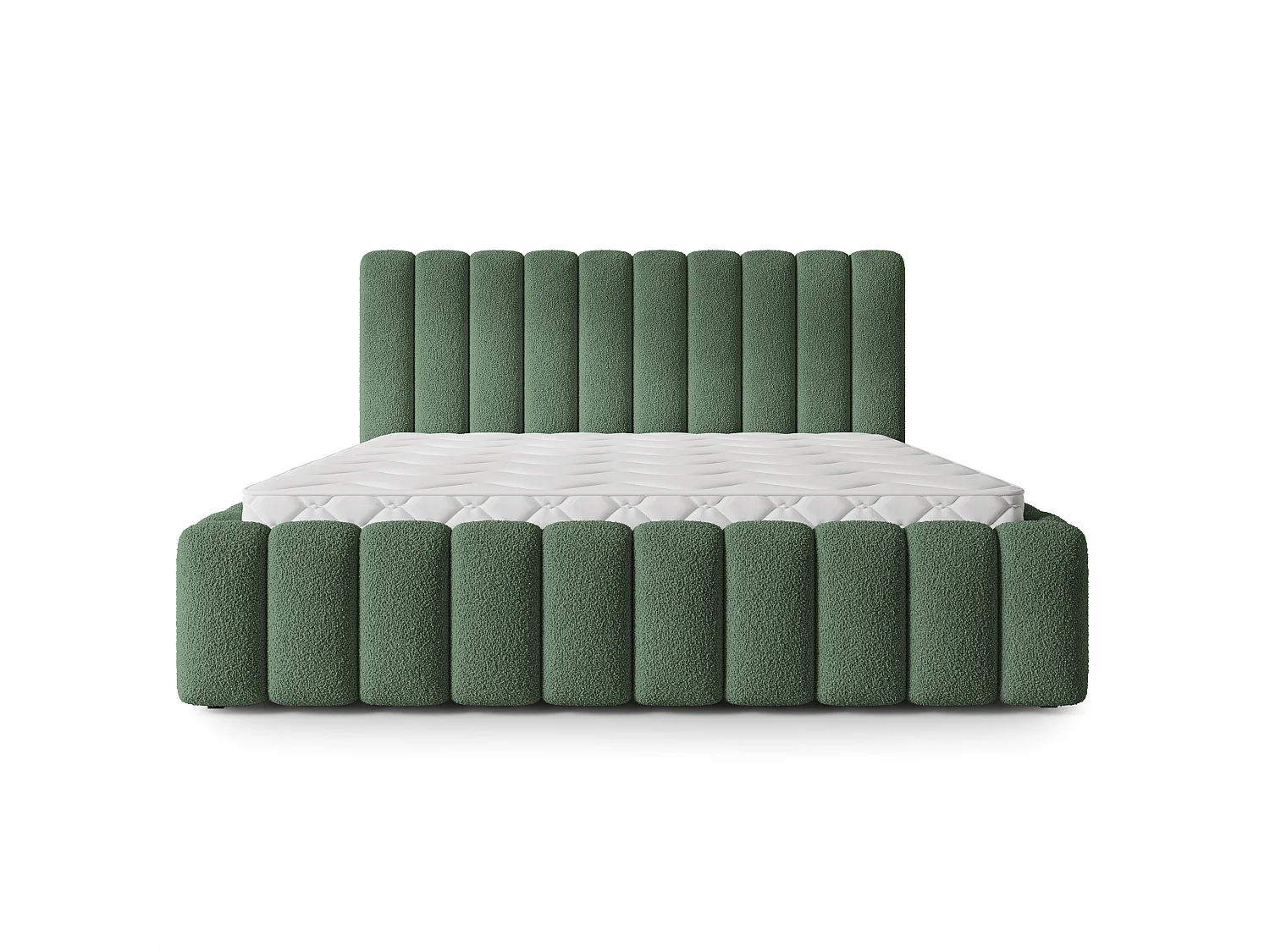 Gestoffeerd bed TEBA 160x200 cm - Bouclé stof - Groen