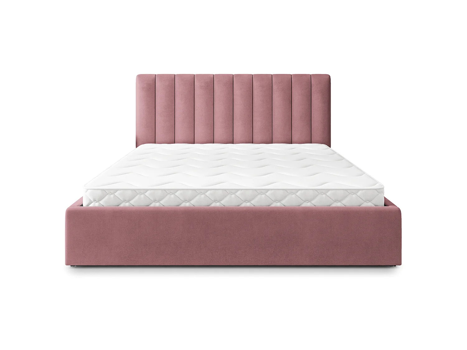 Lit Coffre DEMERA 200x200 cm - Tissu velours - Rose
