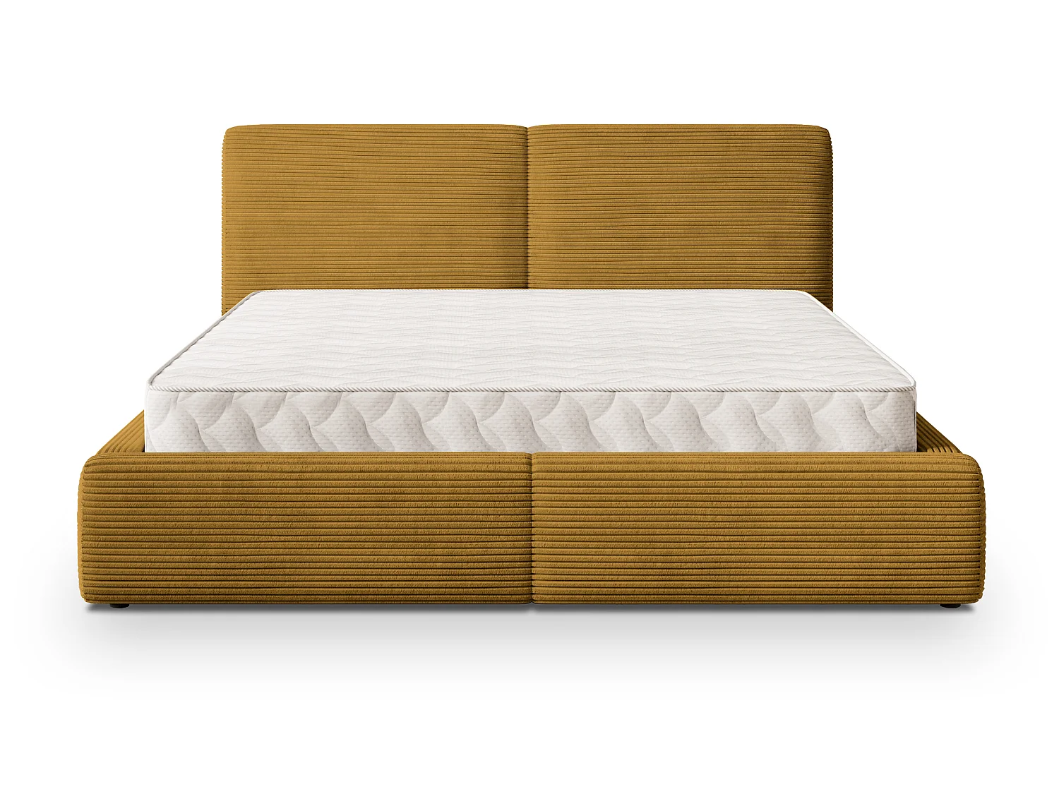 Lit Coffre FELURO 120x200 cm - Velours côtelé - Jaune