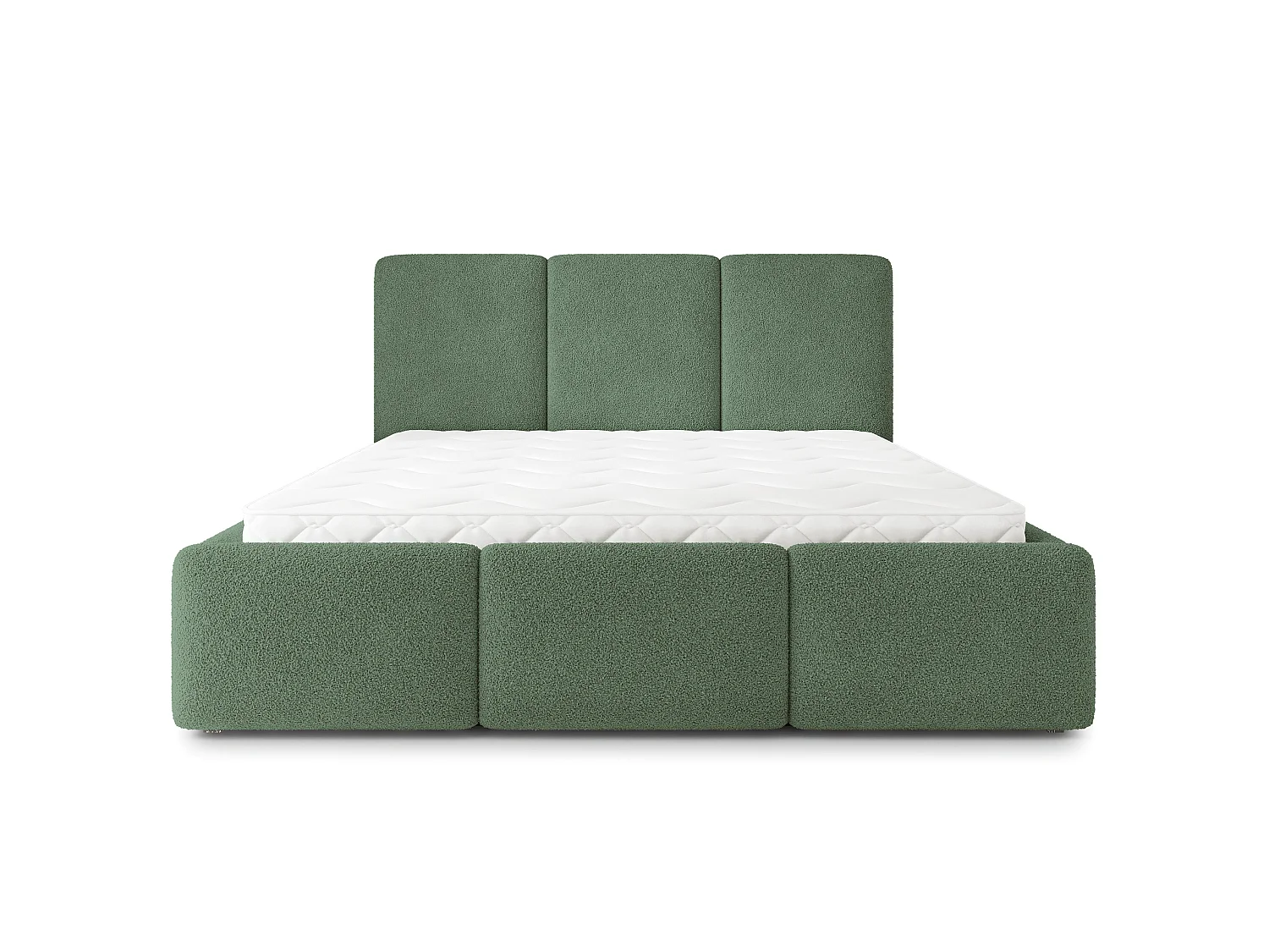 Gestoffeerd bed MORENA 160x200 cm - Bouclé stof - Groen