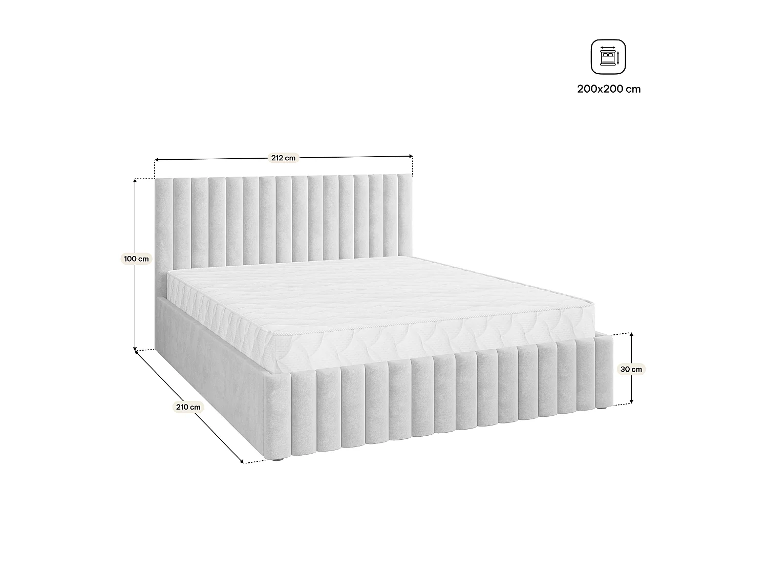Gestoffeerd bed CARMIA 200x200 cm - Pluche stof - Flessengroen