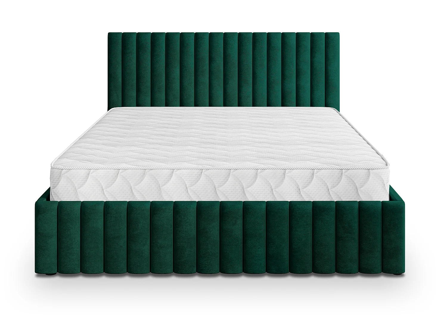 Gestoffeerd bed CARMIA 200x200 cm - Pluche stof - Flessengroen