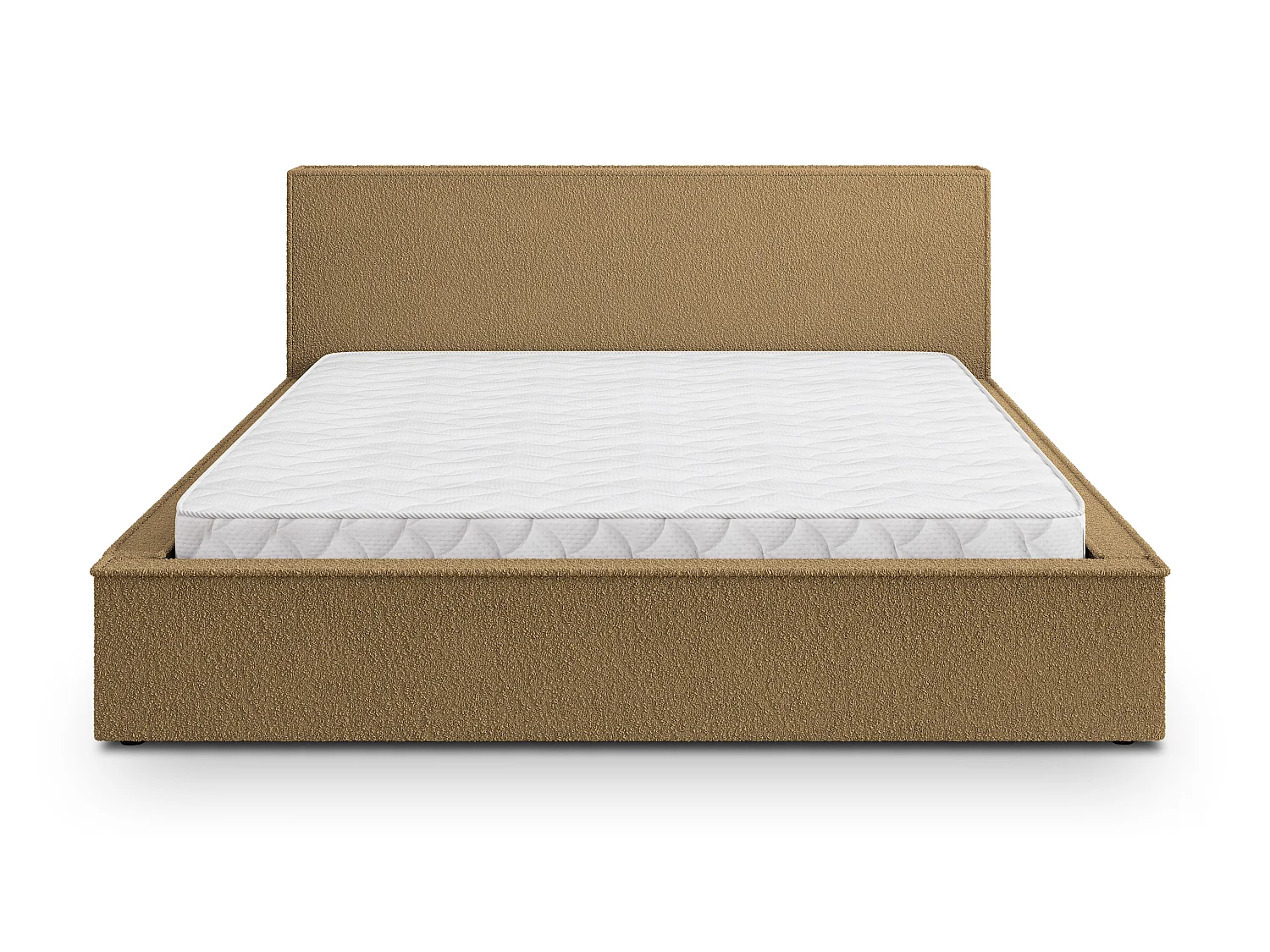 Lit Coffre CELORA 120x200 cm - Tissu bouclé - Miel