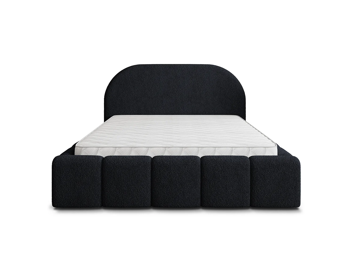 Gestoffeerd bed FLUSSO 180x200 cm - Bouclé stof - Zwart