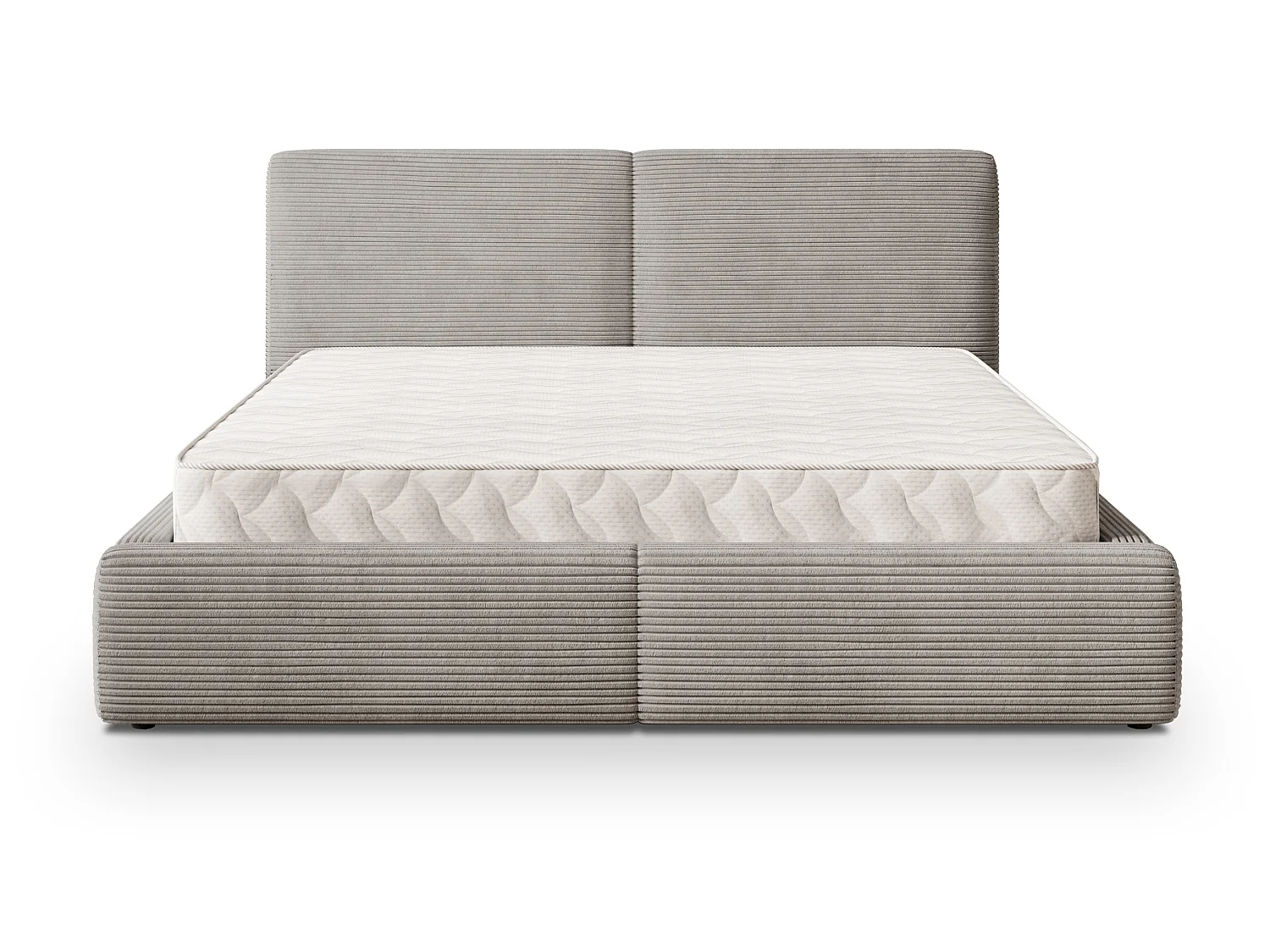 Gestoffeerd bed FELURO 140x200 cm - Corduroy stof - Lichtgrijs