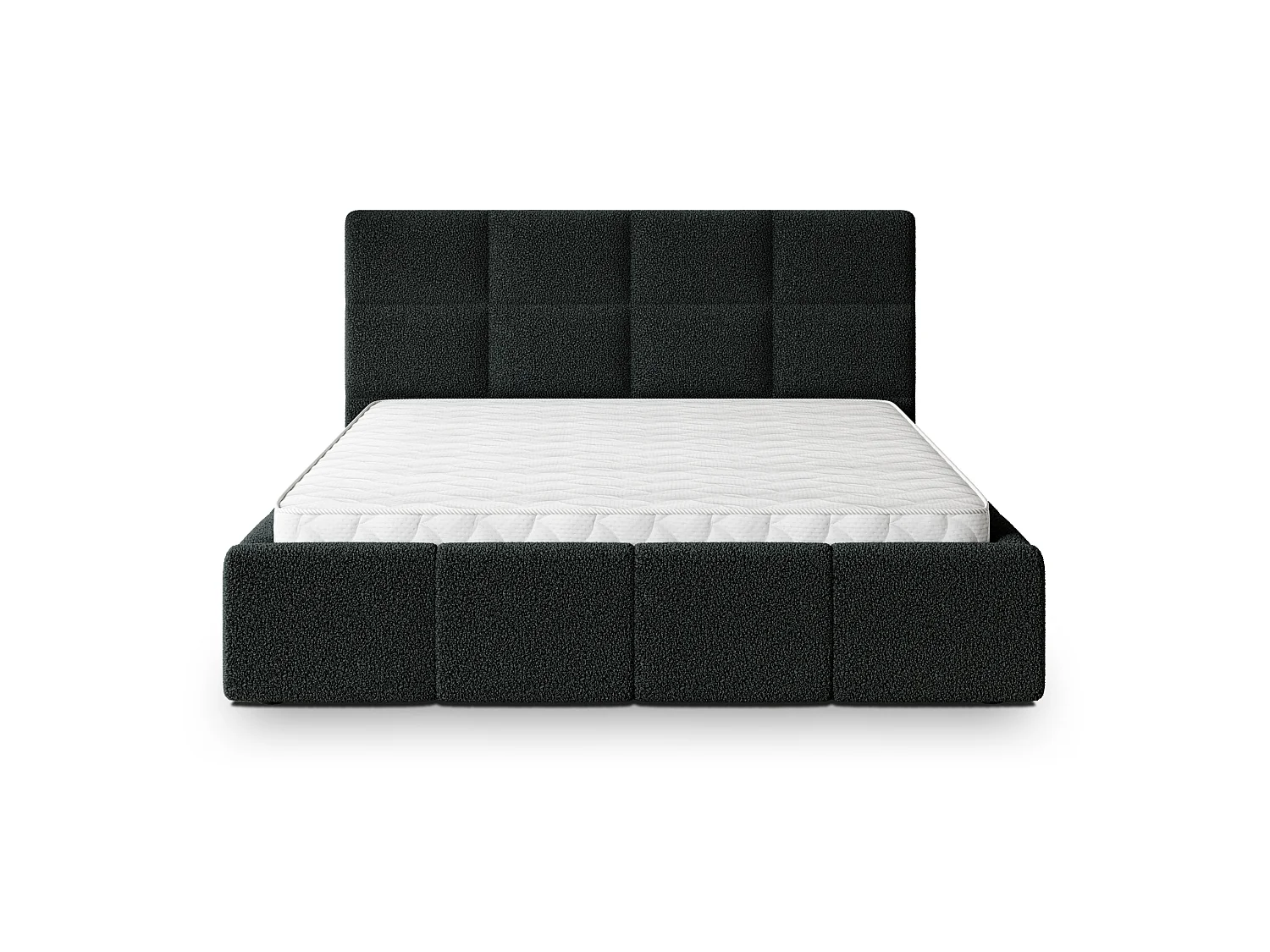 Gestoffeerd bed COMO 180x200 cm - Bouclé stof - Zwart