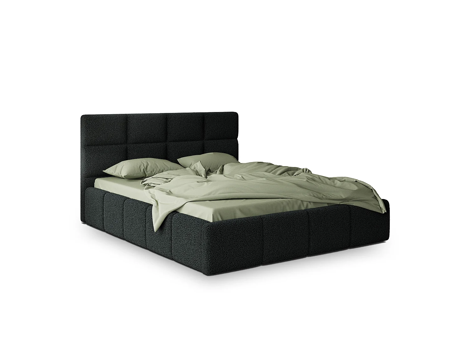 Gestoffeerd bed COMO 180x200 cm - Bouclé stof - Zwart