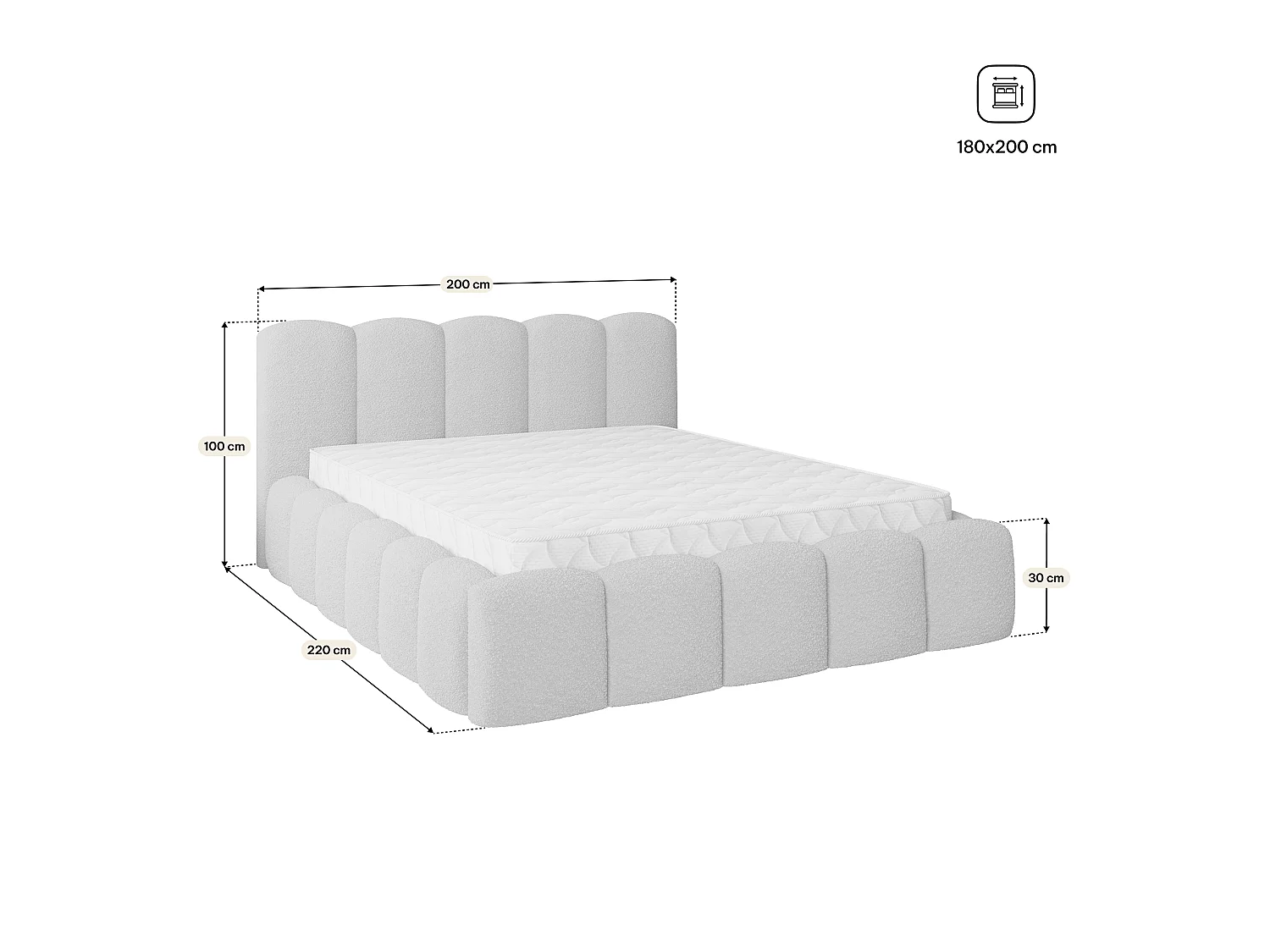 Gestoffeerd bed FALINA 180x200 cm - Bouclé stof - Groen
