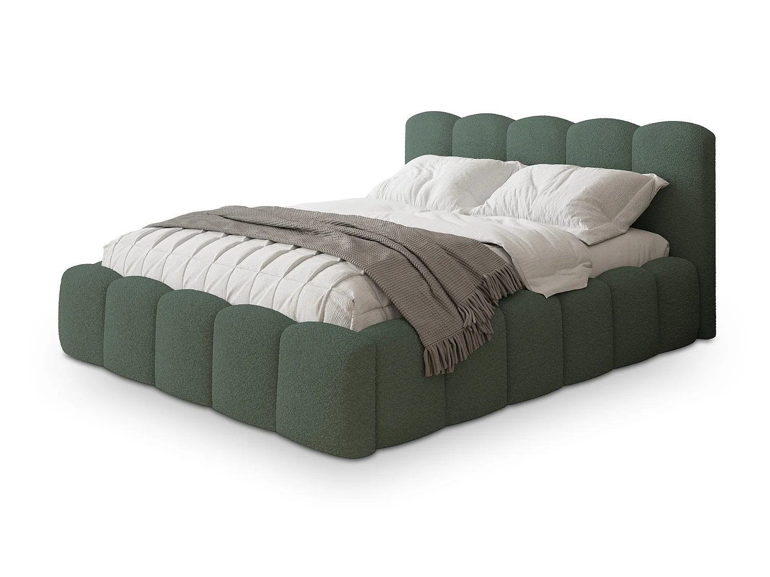 Gestoffeerd bed FALINA 180x200 cm - Bouclé stof - Groen