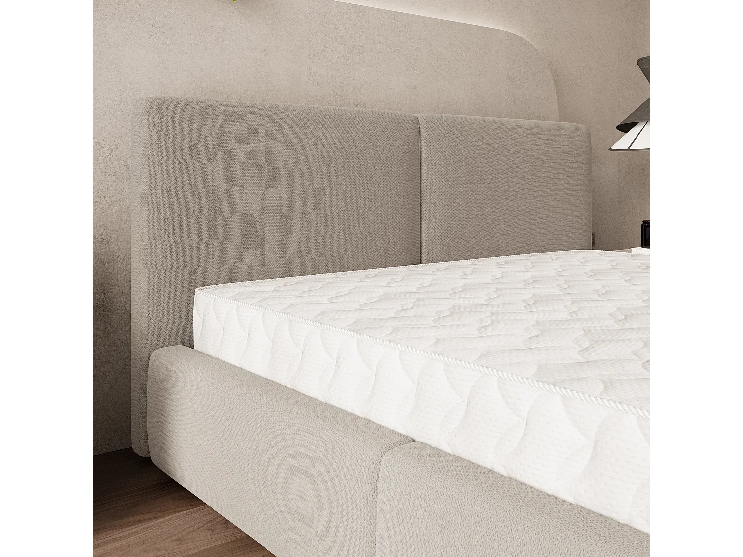 Gestoffeerd bed FELURO 180x200 cm - Geweven stof - Beige