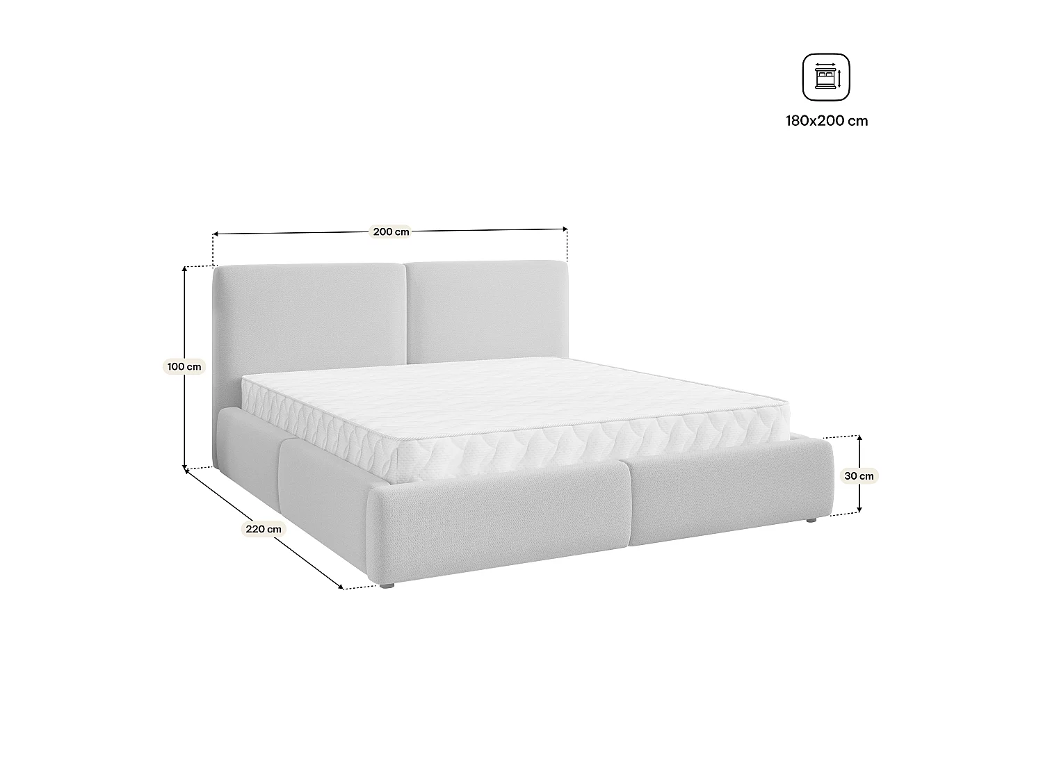 Gestoffeerd bed FELURO 180x200 cm - Geweven stof - Beige