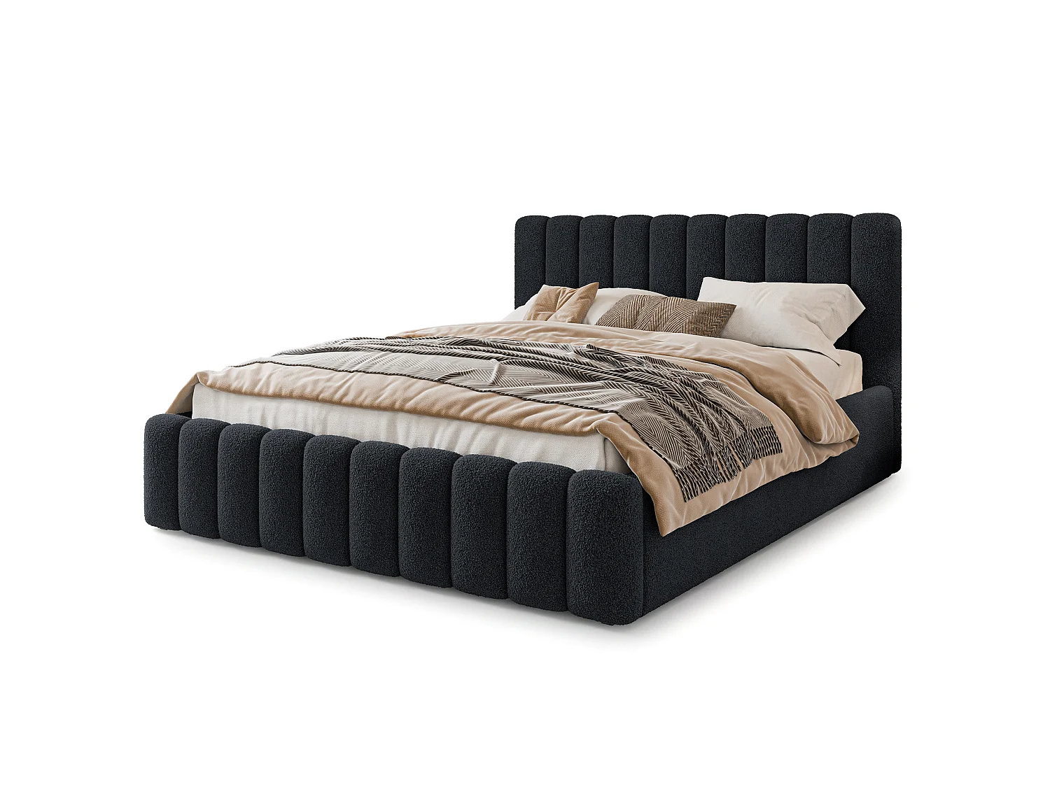 Gestoffeerd bed DINESE 200x200 cm - Bouclé stof - Zwart