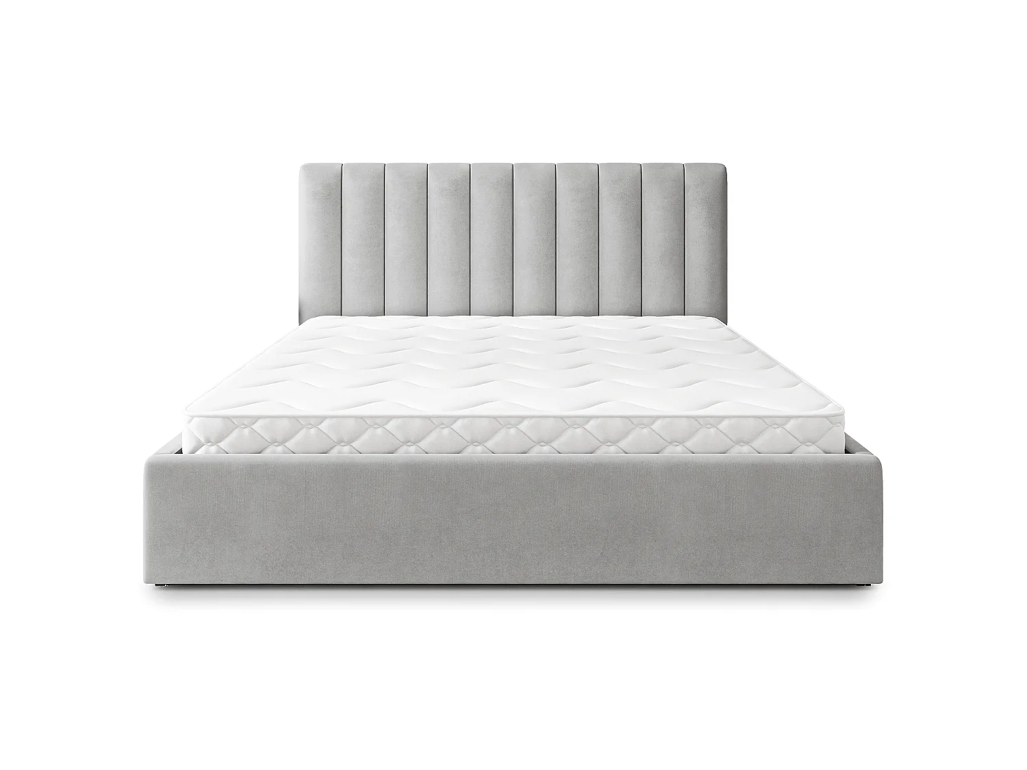 Gestoffeerd bed DEMERA 180x200 cm - Fluwelen stof - Lichtgrijs