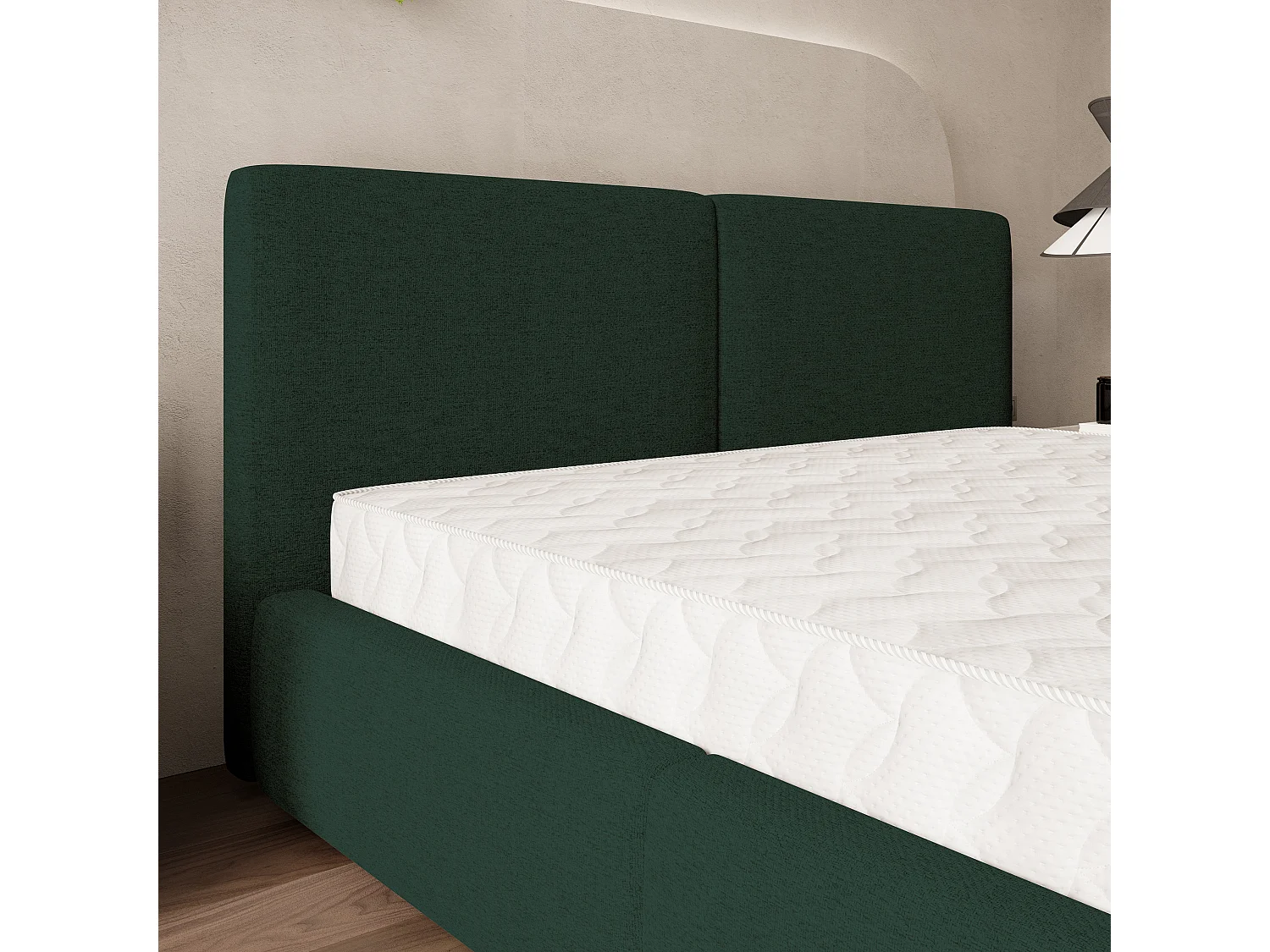 Gestoffeerd bed FELURO 160x200 cm - Geweven stof - Groen