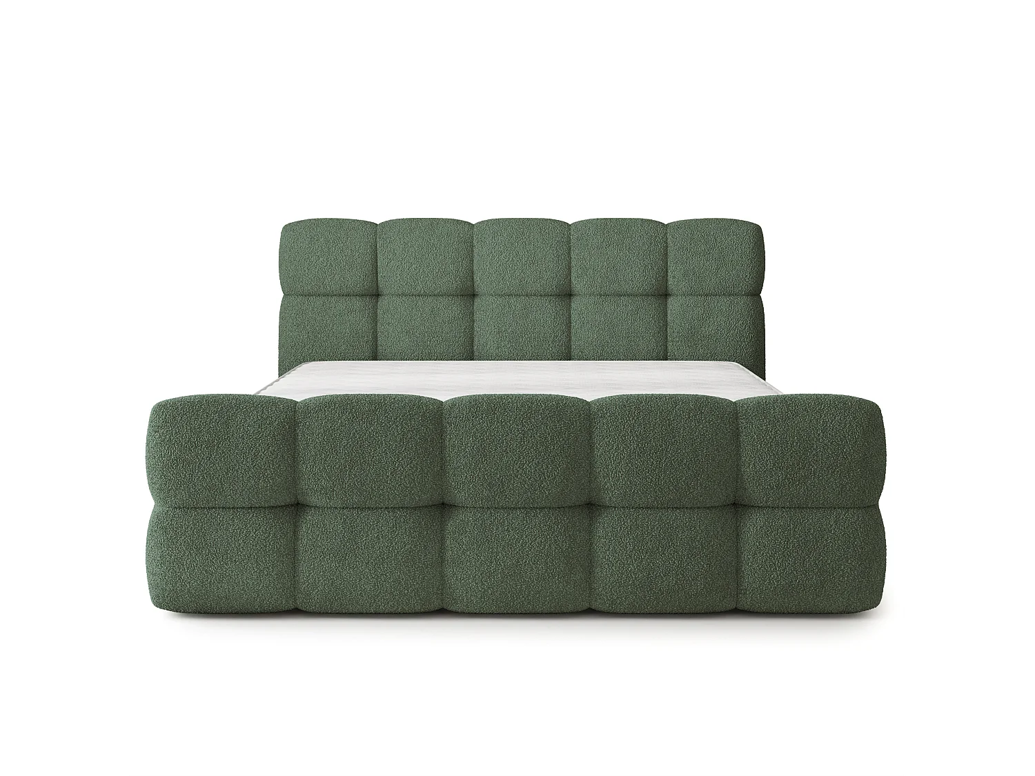 Gestoffeerd bed ELIZJA 160x200 cm - Bouclé stof - Groen