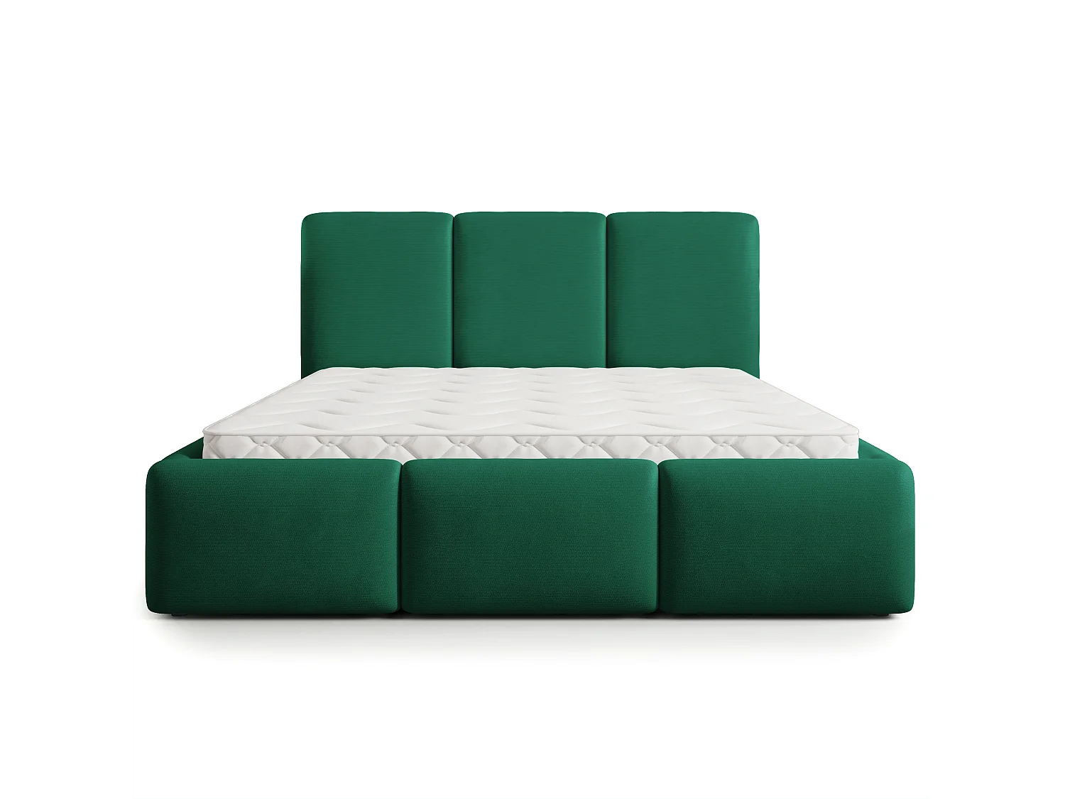 Gestoffeerd bed ARSIL 160x200 cm - Pluche stof - Flessengroen