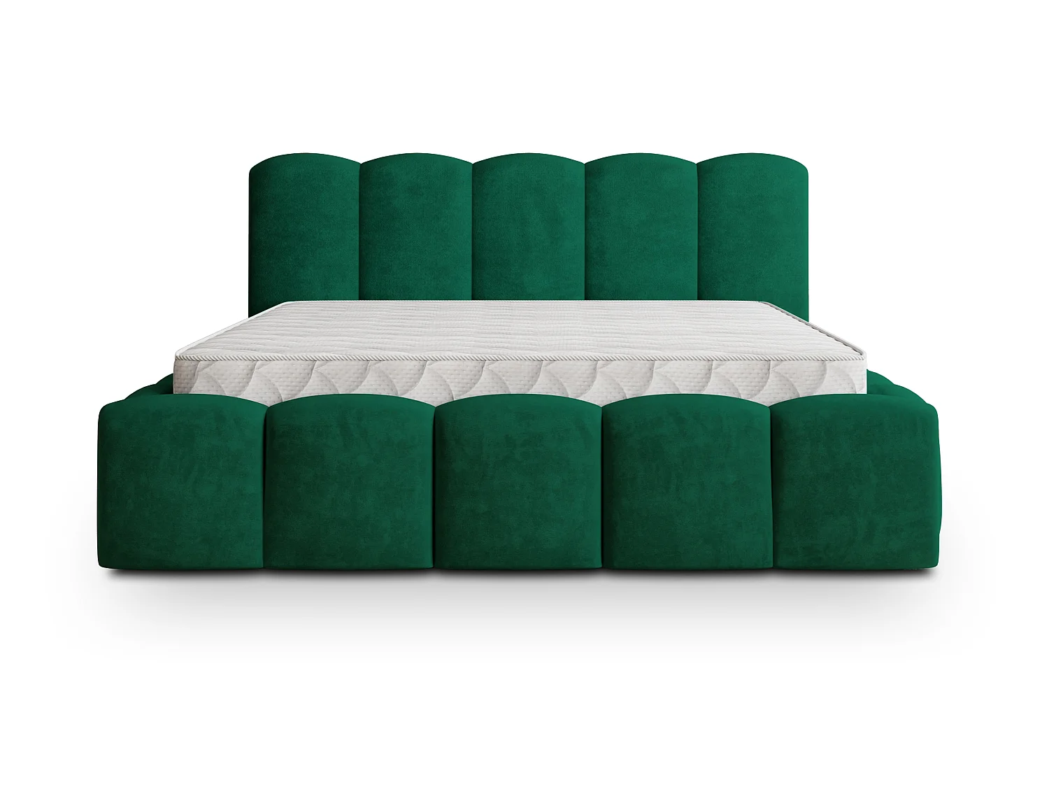 Gestoffeerd bed FALINA 140x200 cm - Pluche stof - Flessengroen