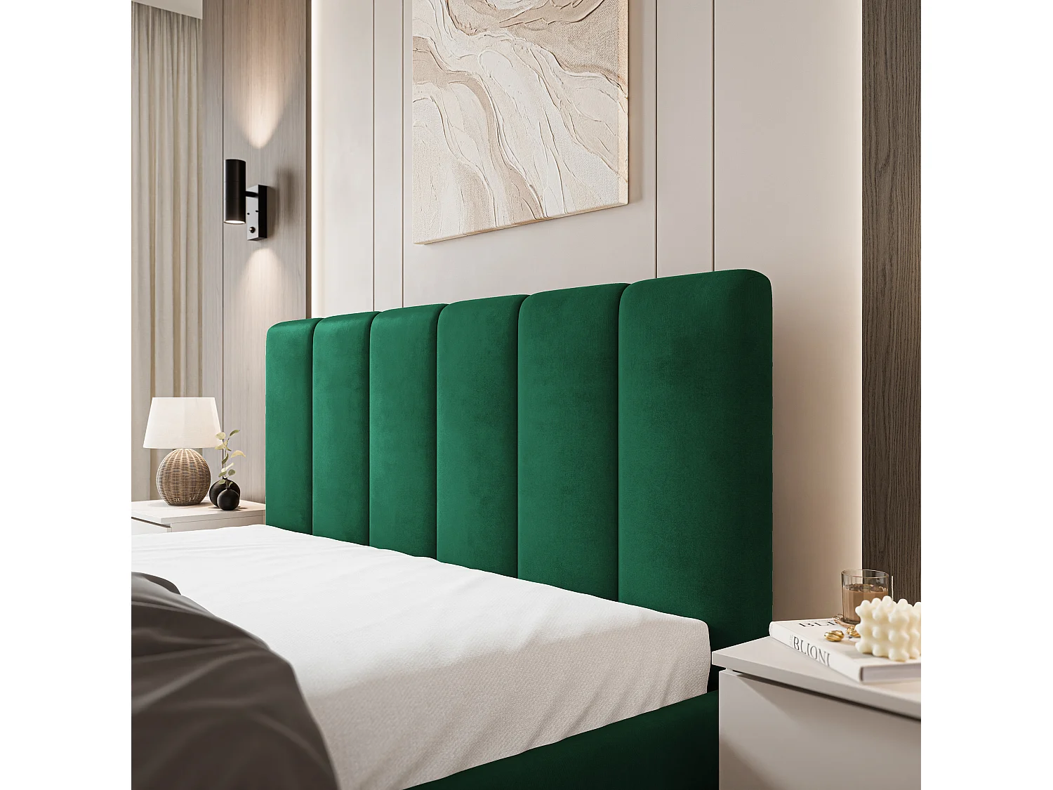 Gestoffeerd bed NEMIS 160x200 cm - Fluwelen stof - Flessengroen