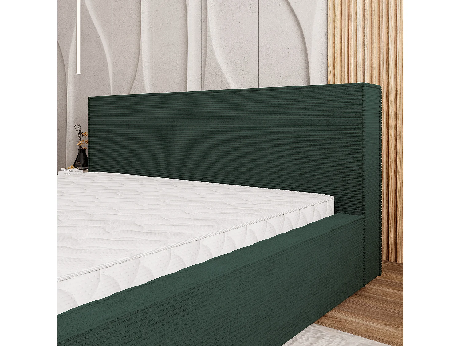 Gestoffeerd bed CELORA 180x200 cm - Corduroy stof - Groen