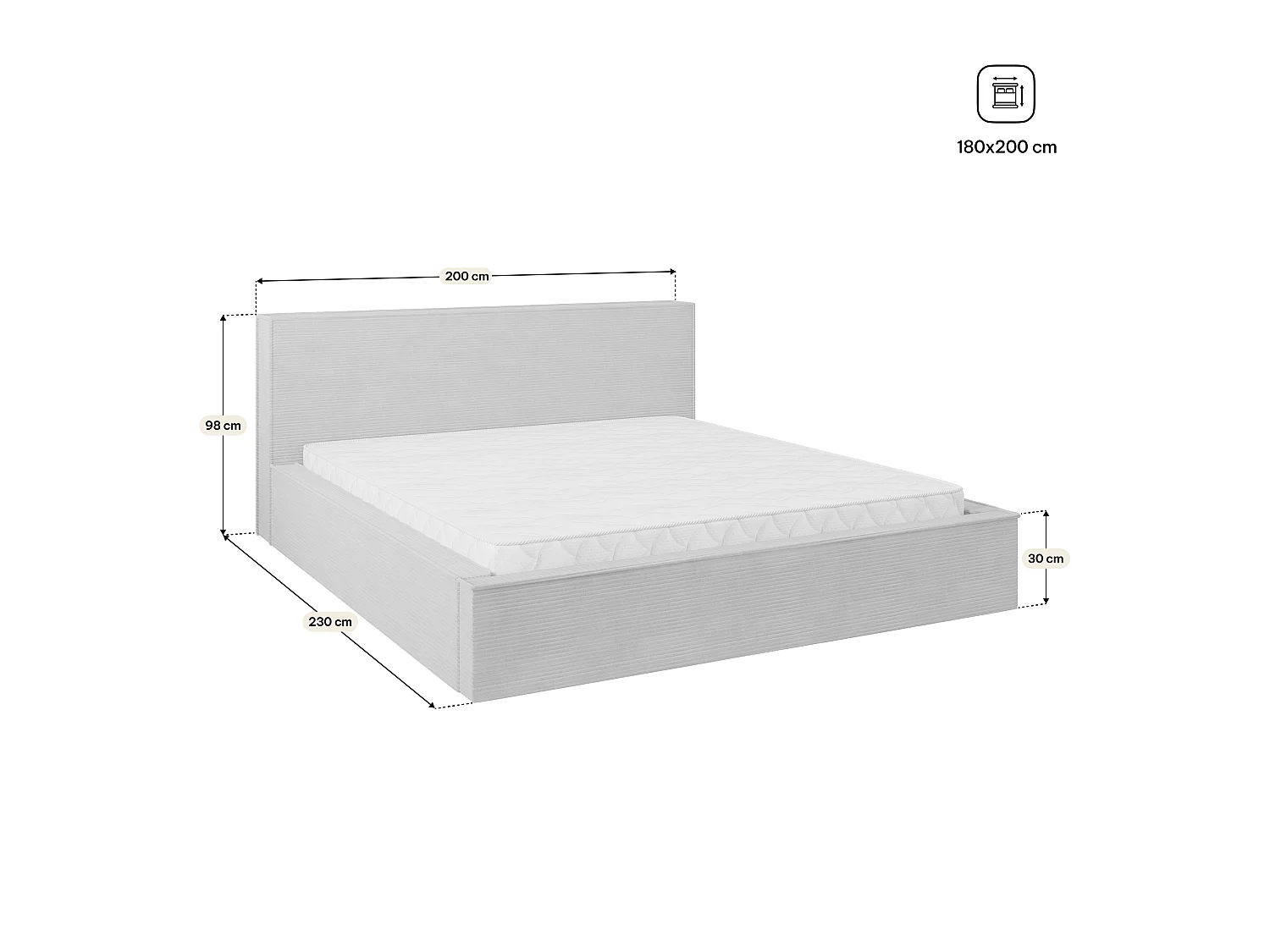 Gestoffeerd bed CELORA 180x200 cm - Corduroy stof - Groen