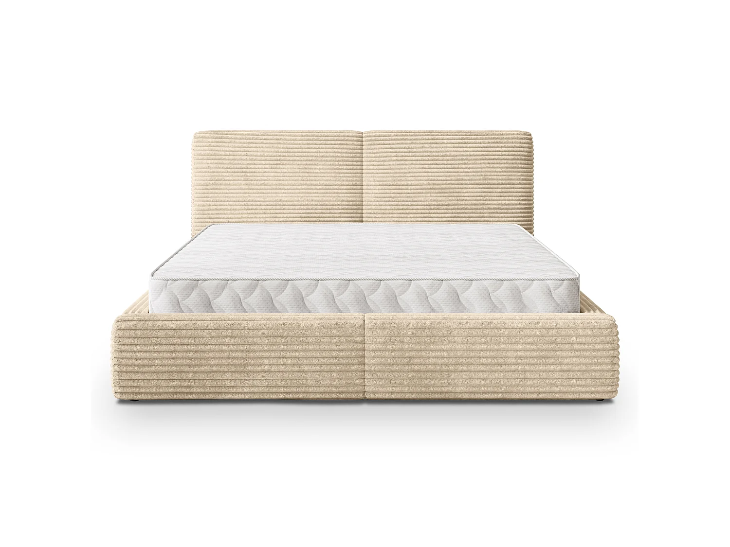 Gestoffeerd bed FELURO 180x200 cm - Corduroy stof - Crème