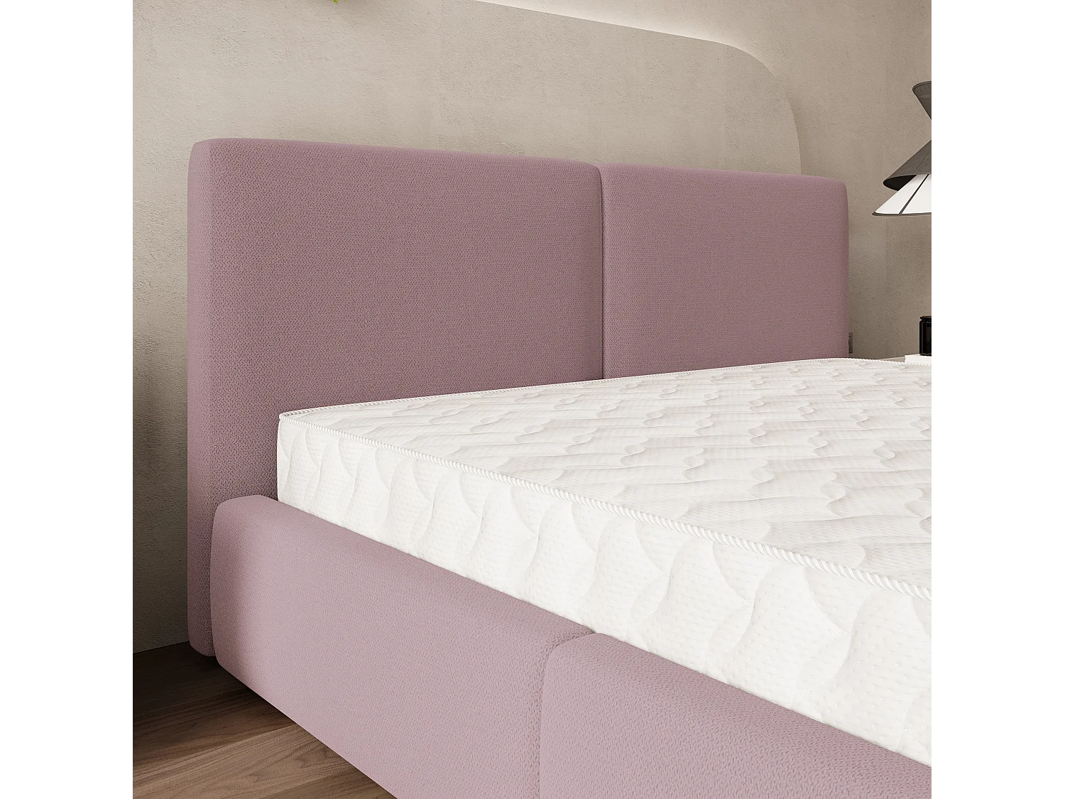 Lit Coffre FELURO 180x200 cm - Tissu tissé - Rose poudré