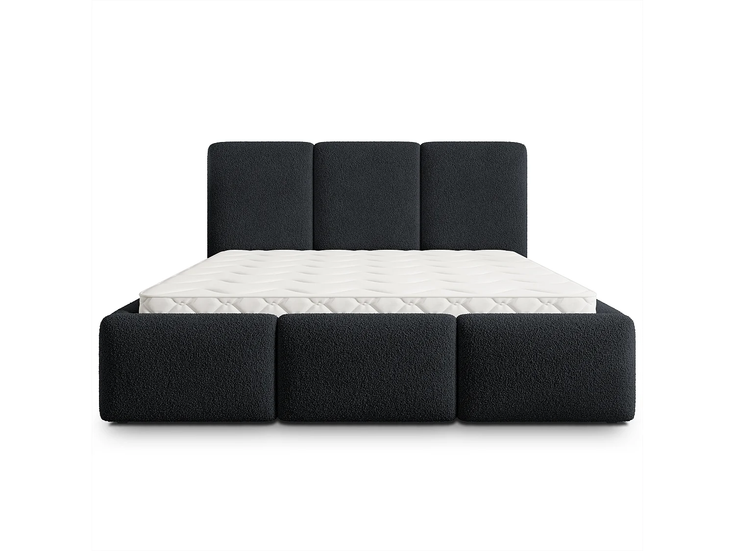 Gestoffeerd bed ARSIL 180x200 cm - Bouclé stof - Zwart