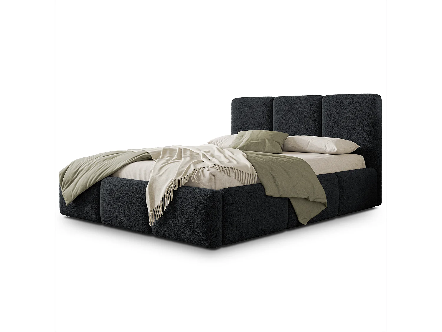 Gestoffeerd bed ARSIL 180x200 cm - Bouclé stof - Zwart