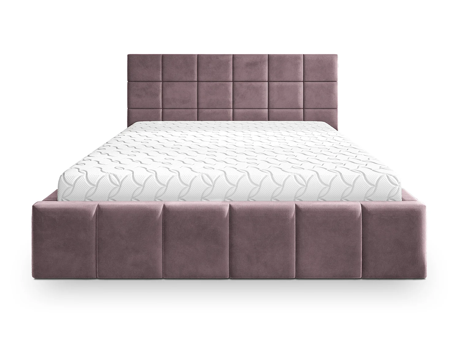 Lit Coffre VERTO 160x200 cm - Tissu peluche - Rose poudré
