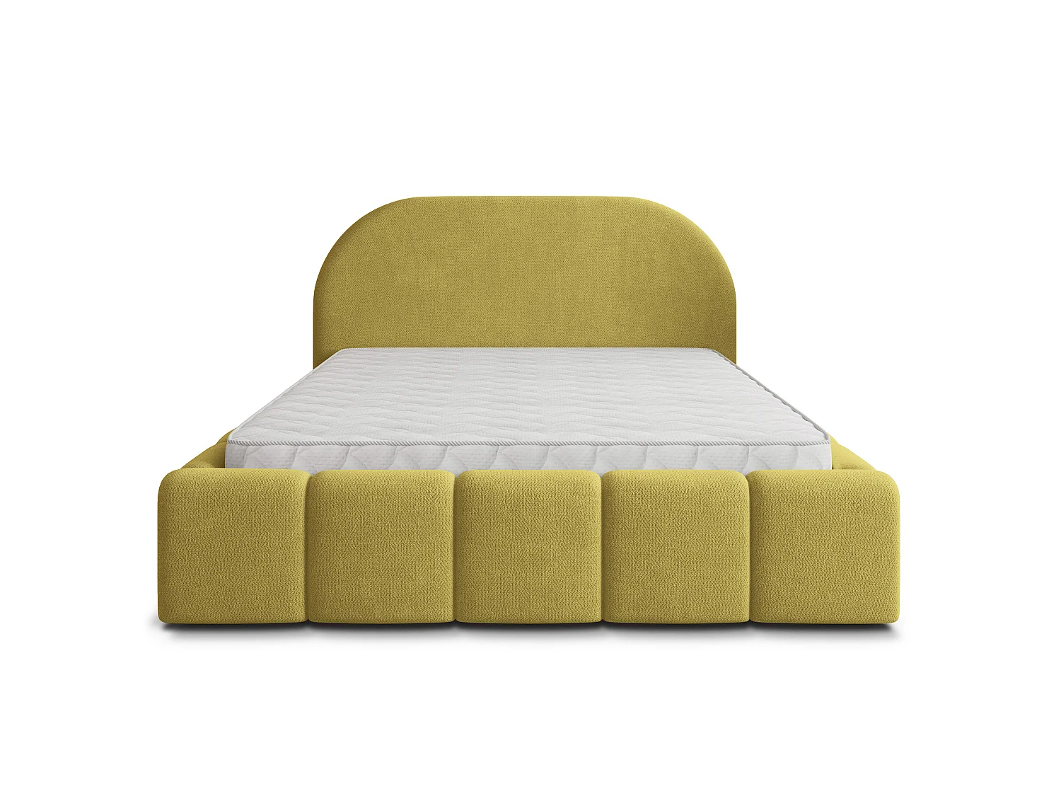 Lit Coffre FLUSSO 160x200 cm - Tissu tissé - Jaune