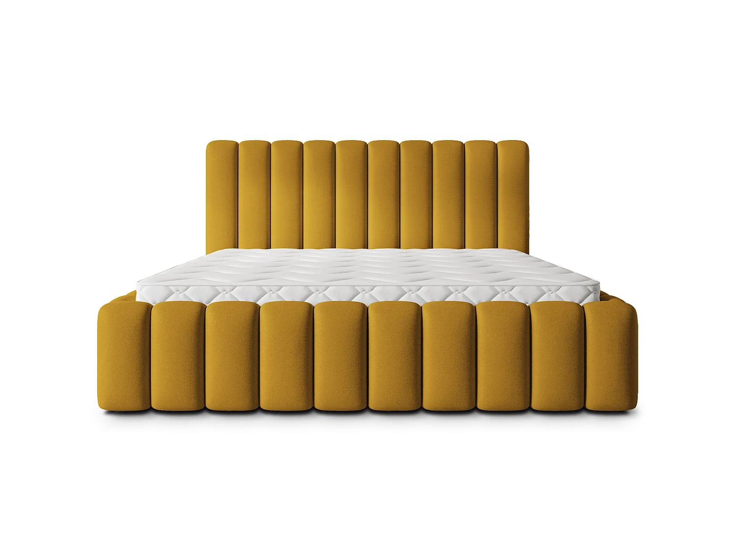 Lit Coffre TEBA 120x200 cm - Tissu peluche - Jaune