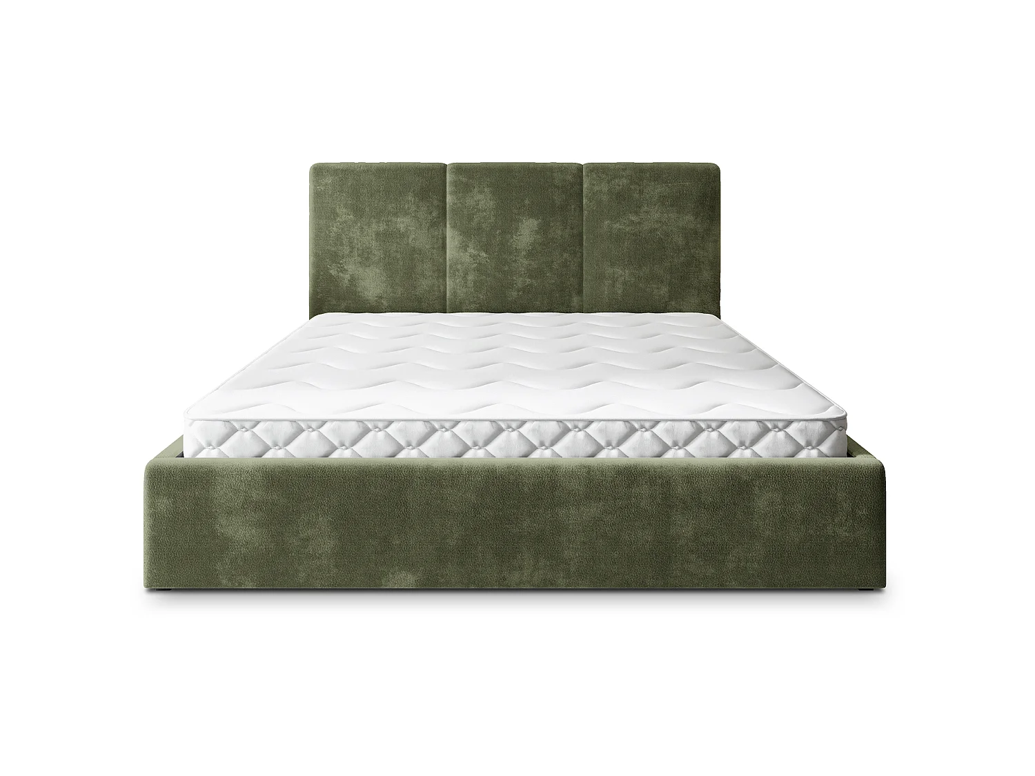 Gestoffeerd bed AZURI 160x200 cm - Chenillestof - Groen