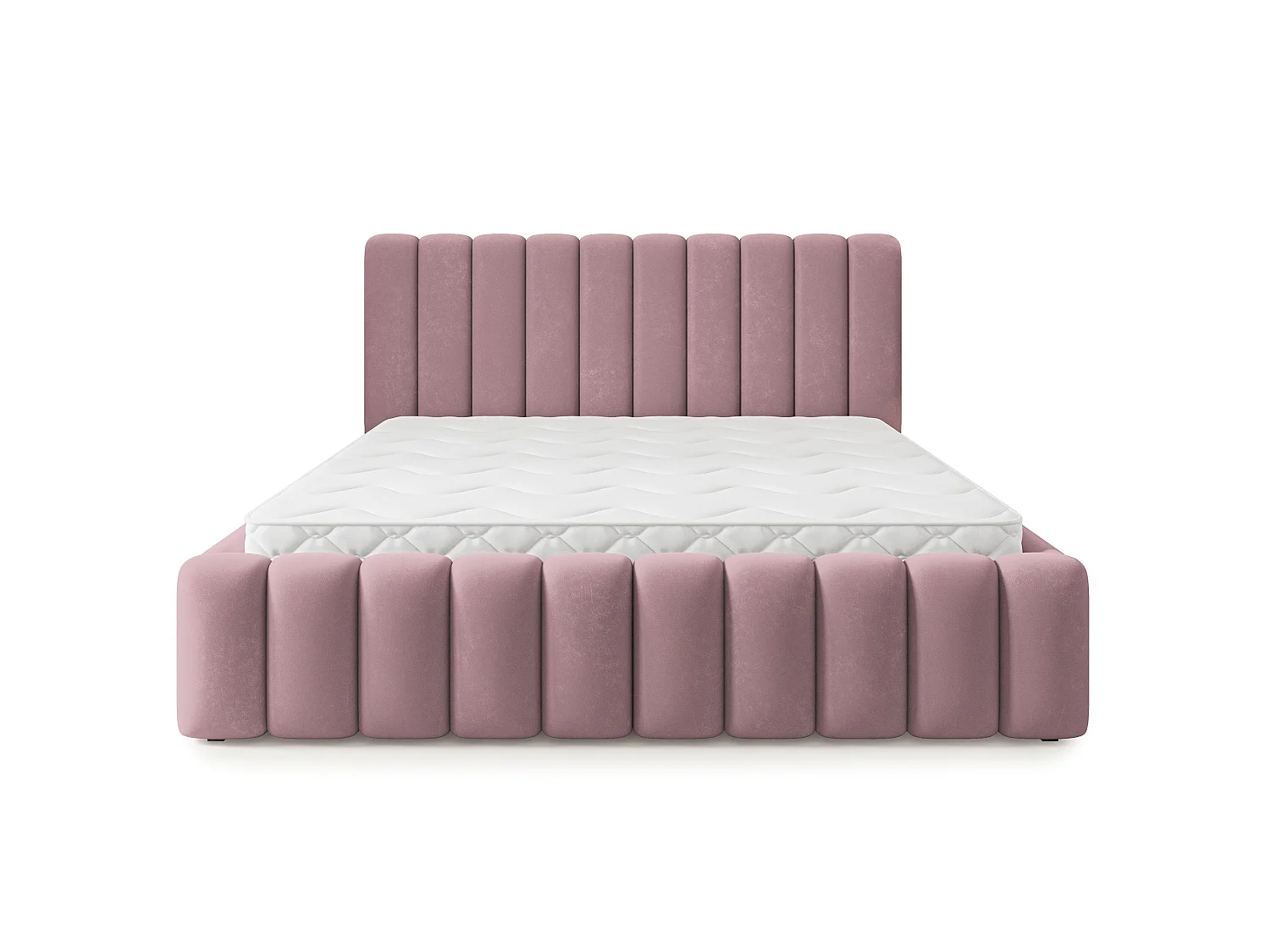 Lit Coffre DINESE 180x200 cm - Tissu peluche - Rose poudré